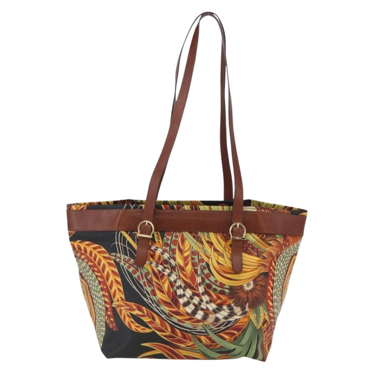 Salvatore Ferragamo Flower Tote Canvas Multicolour Pvc Tote Bag Bag (Pre-Owned)