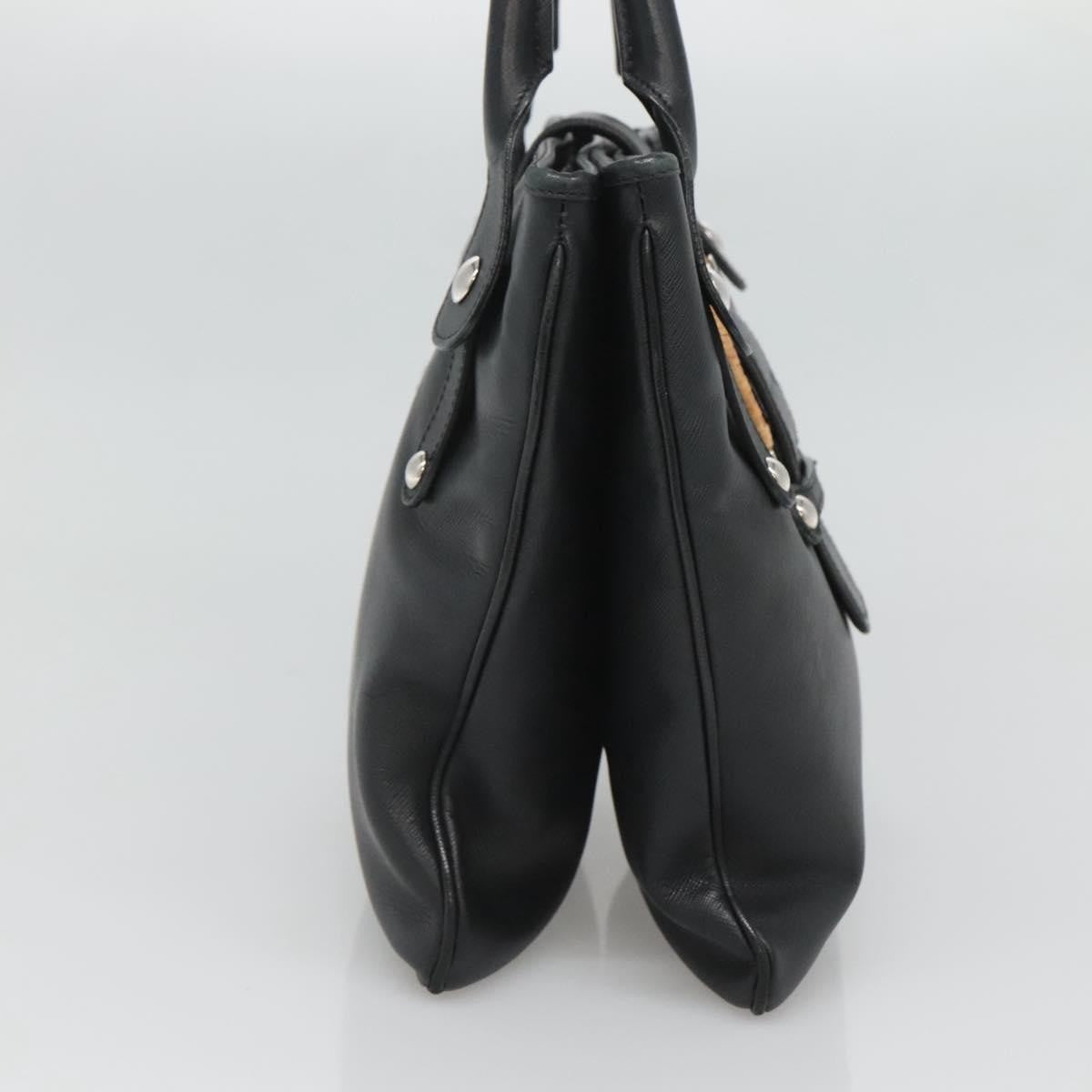 Salvatore Ferragamo Gancini Leather Black Leather Handbag (Pre-Owned)