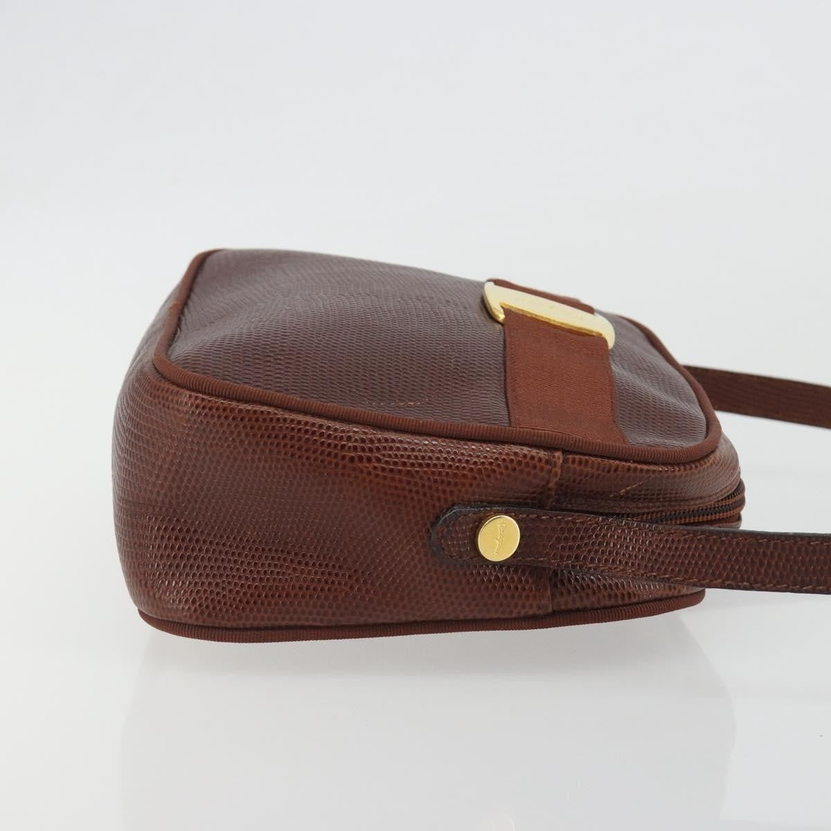 Salvatore Ferragamo Vara Bow Camera Leather Brown Leather Shoulder Bag Bag (Pre-Owned)