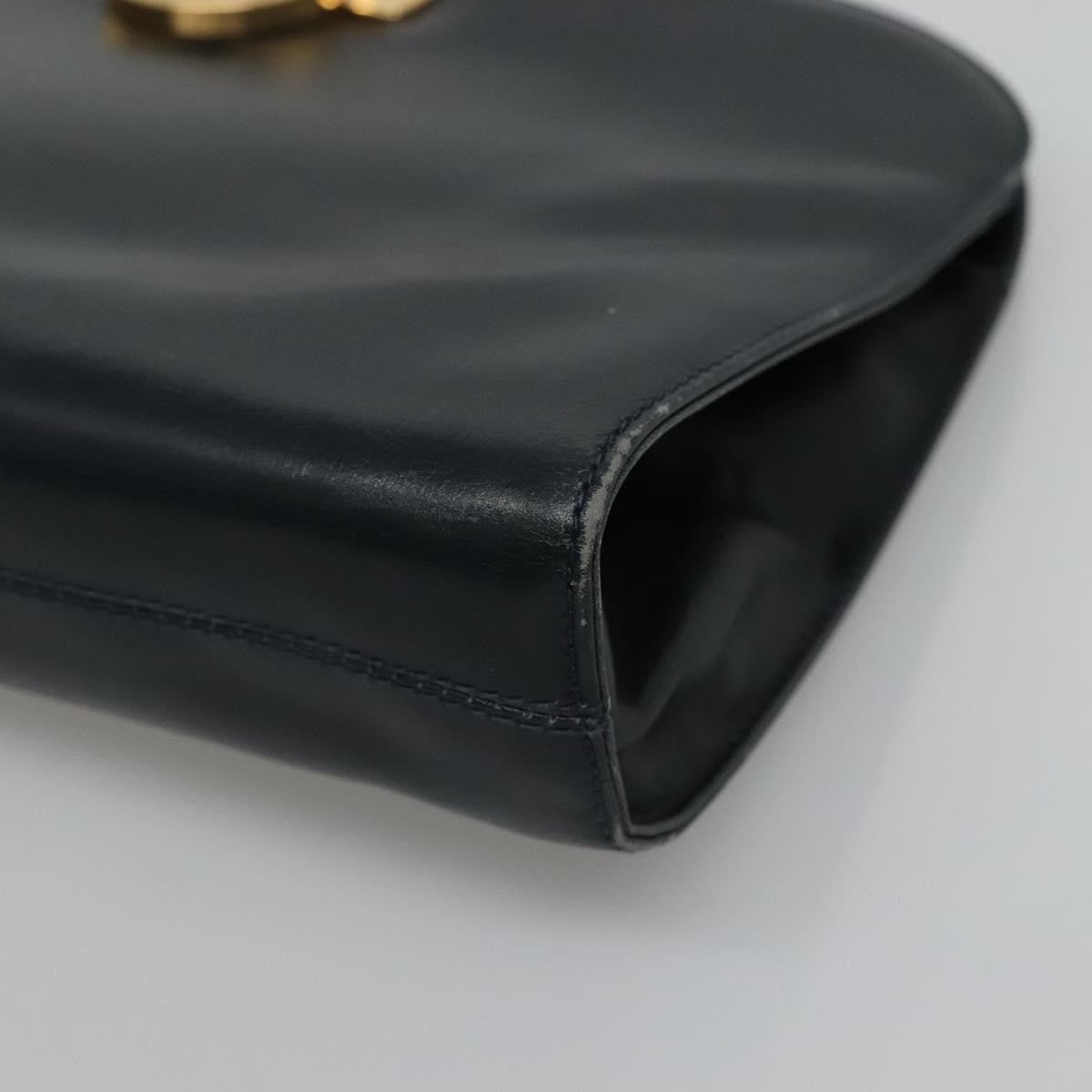 Salvatore Ferragamo Vintage Gancini Chain Leather Navy Leather Shoulder Bag Bag (Pre-Owned)
