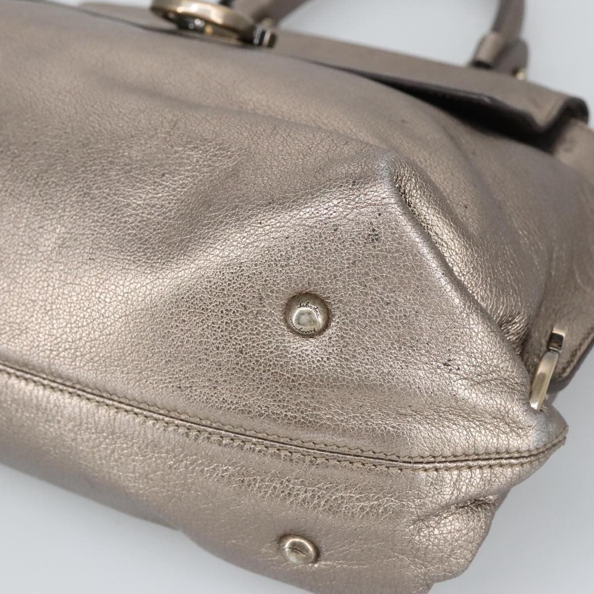 Salvatore Ferragamo Sofia Satchel Leather Silver Leather Handbag (Pre-Owned)