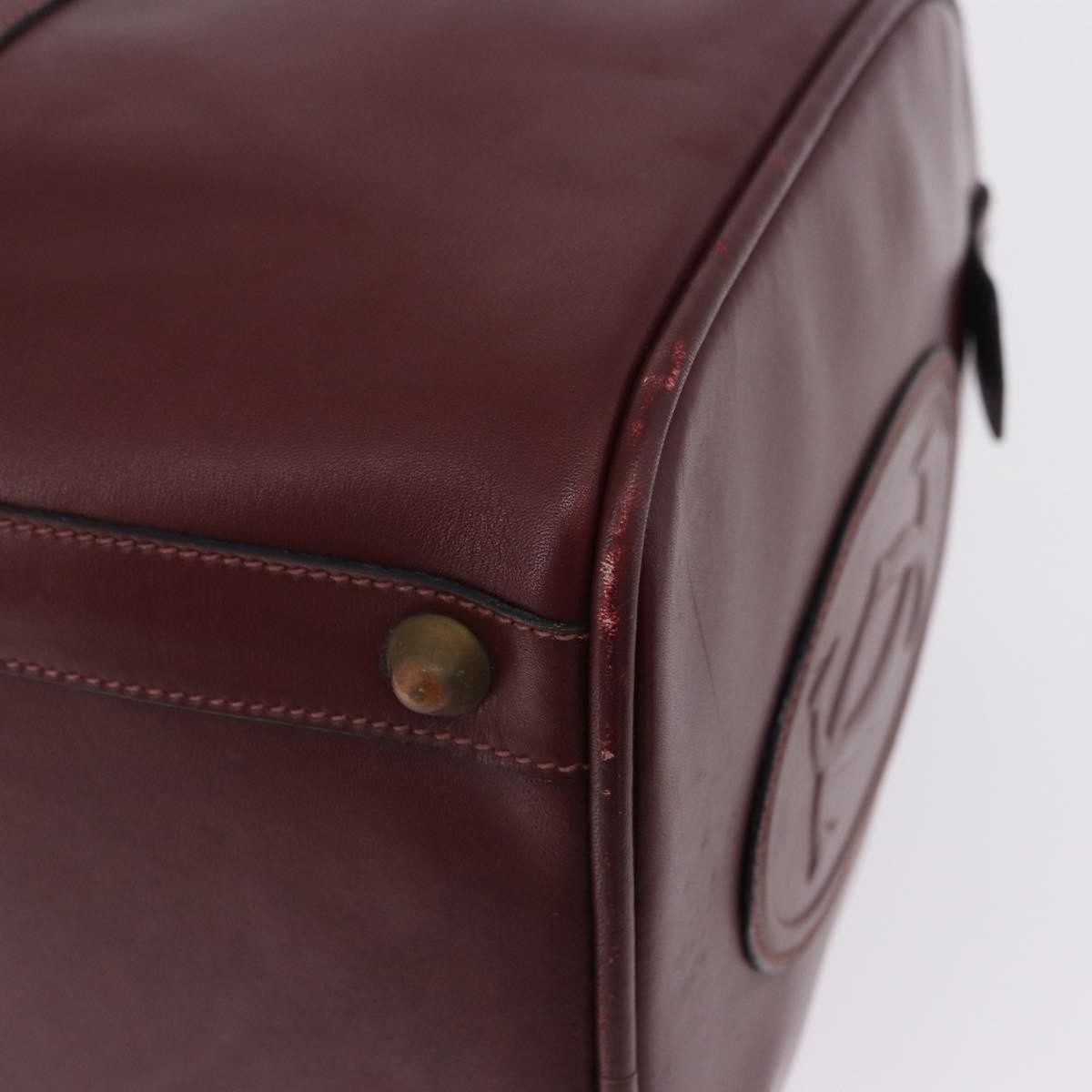 Cartier Must De Cartier Boston Leather Burgundy Leather Travel Bag Bag (Pre-Owned)