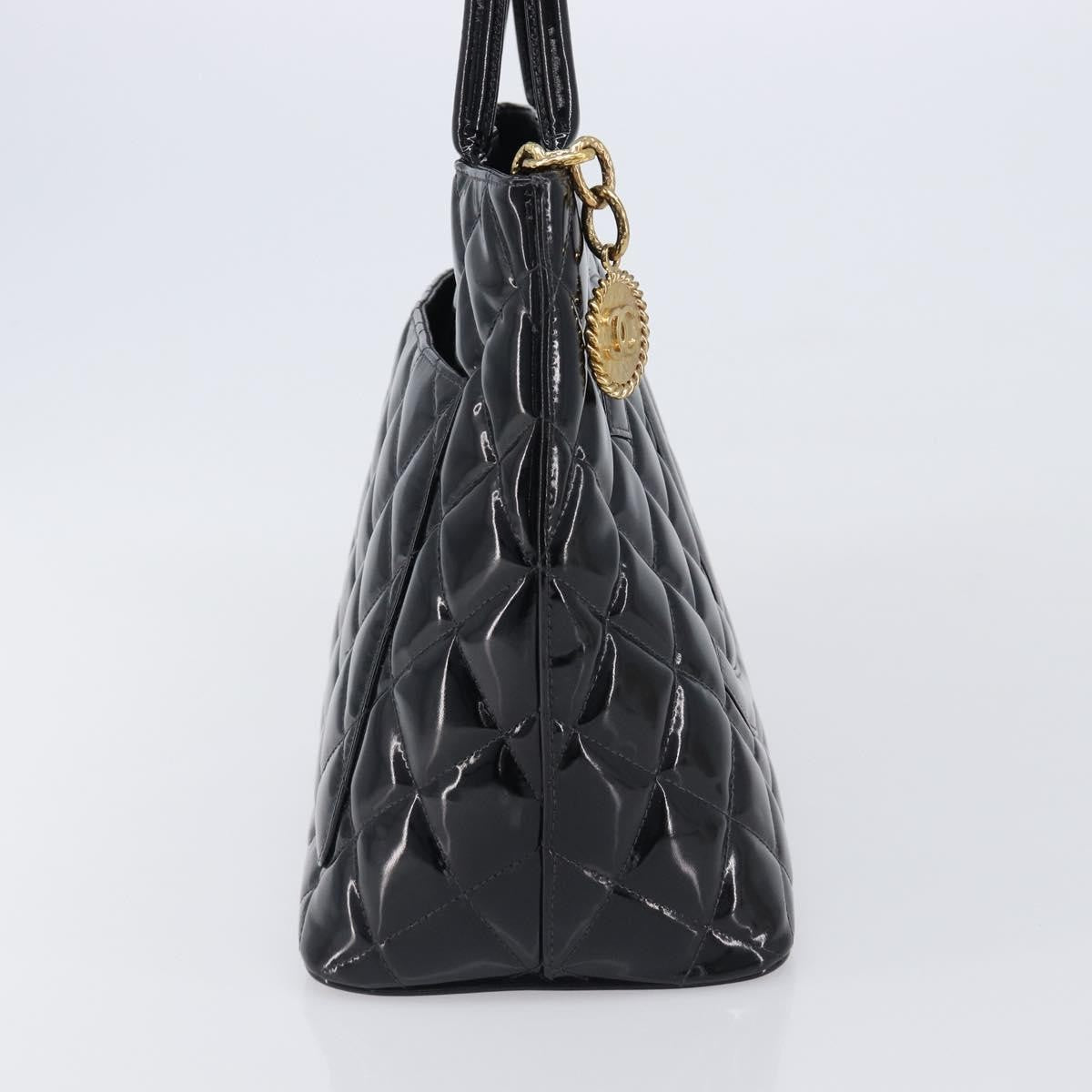 Chanel Medallion Quilted Patent Black Patent_Leather Tote Bag Bag (Pre-Owned)