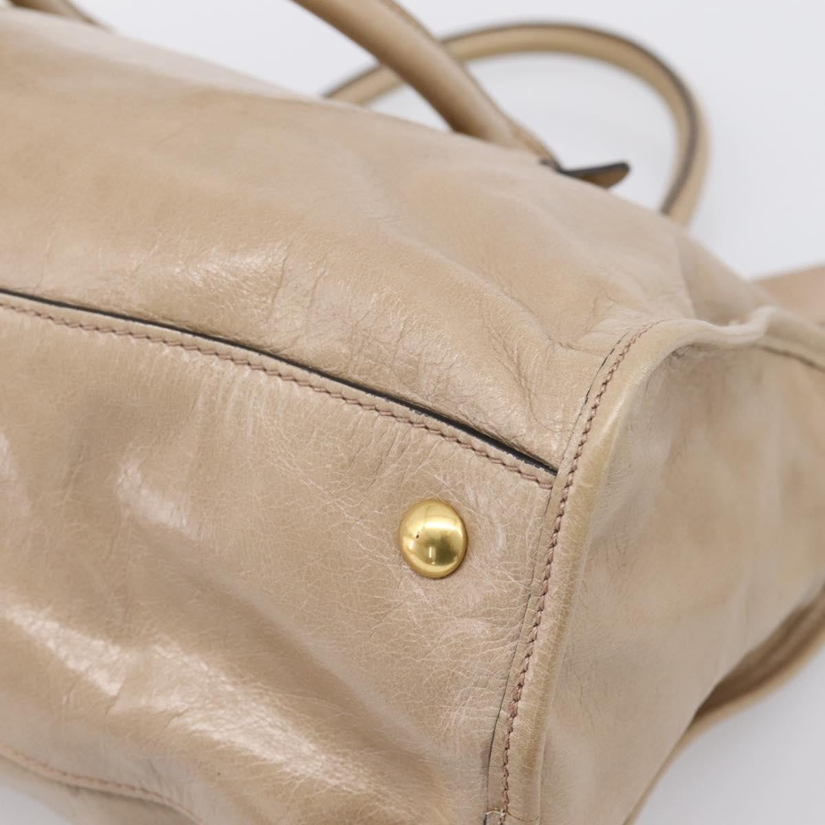 Miu Miu Convertible Bauletto Vitello Shine Beige Leather Handbag (Pre-Owned)