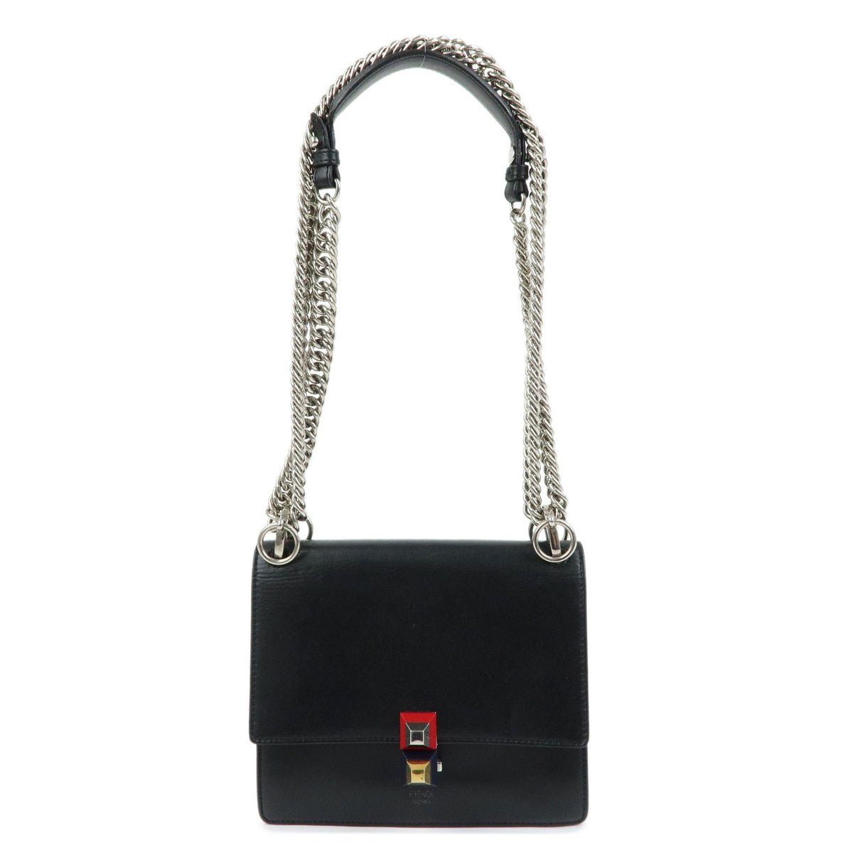 Fendi Kan I Leather Black Leather Shoulder Bag Bag (Pre-Owned)