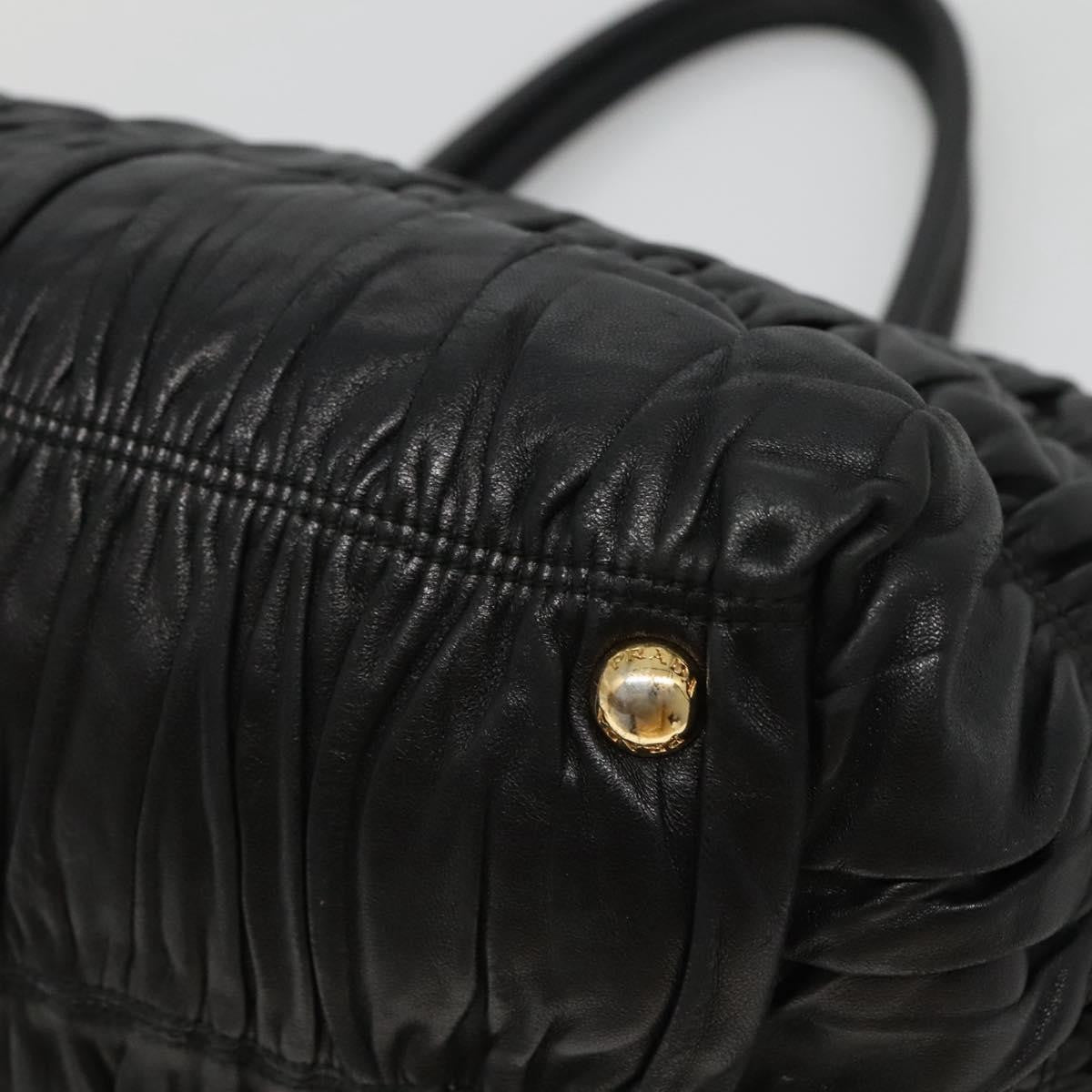 Prada Nappa Gaufre Bow Leather Black Leather Tote Bag Bag (Pre-Owned)