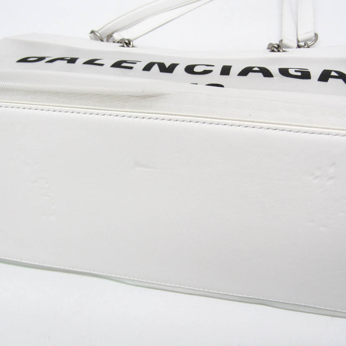 Balenciaga Duty Free Mesh With Leather White Leather Tote Bag Bag (Pre-Owned)