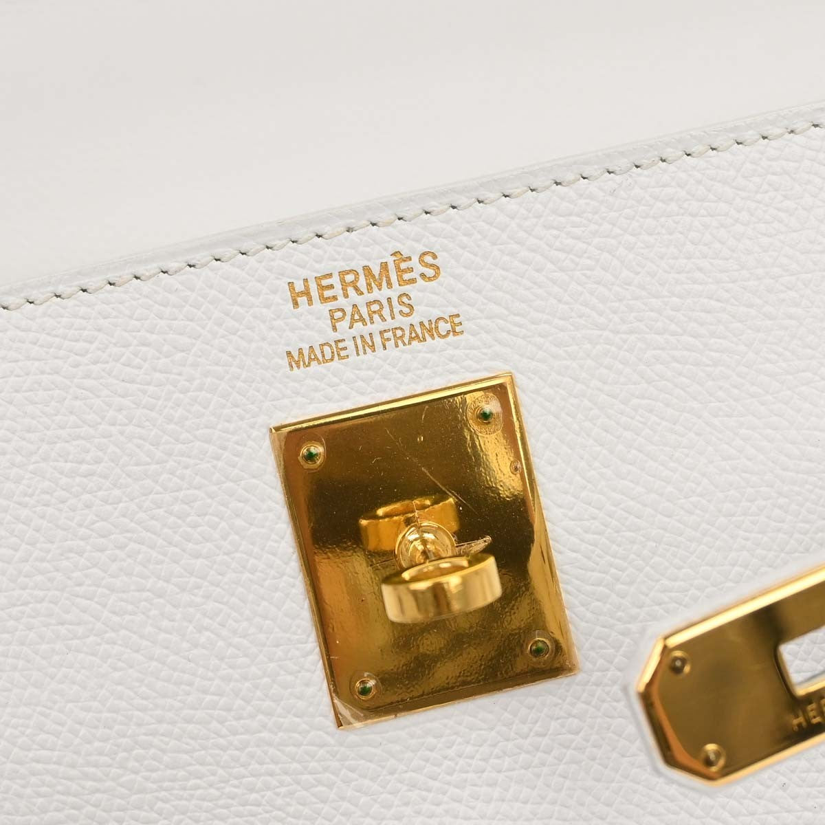 Hermes Kelly Light Epsom With Gold Hardware White Leather Handbag (Pre-Owned)