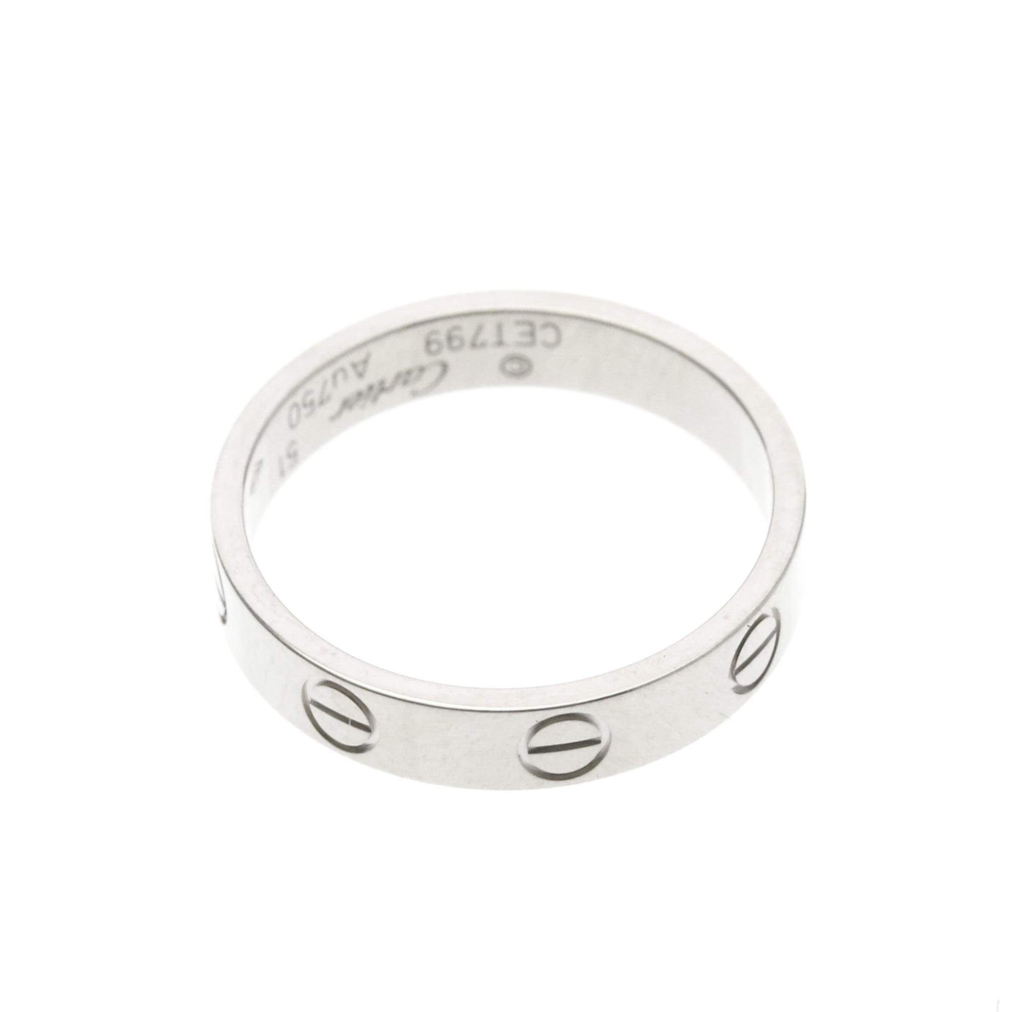 Cartier Love Band 18K White Gold Silver White_Gold Ring Jewelry (Pre-Owned)