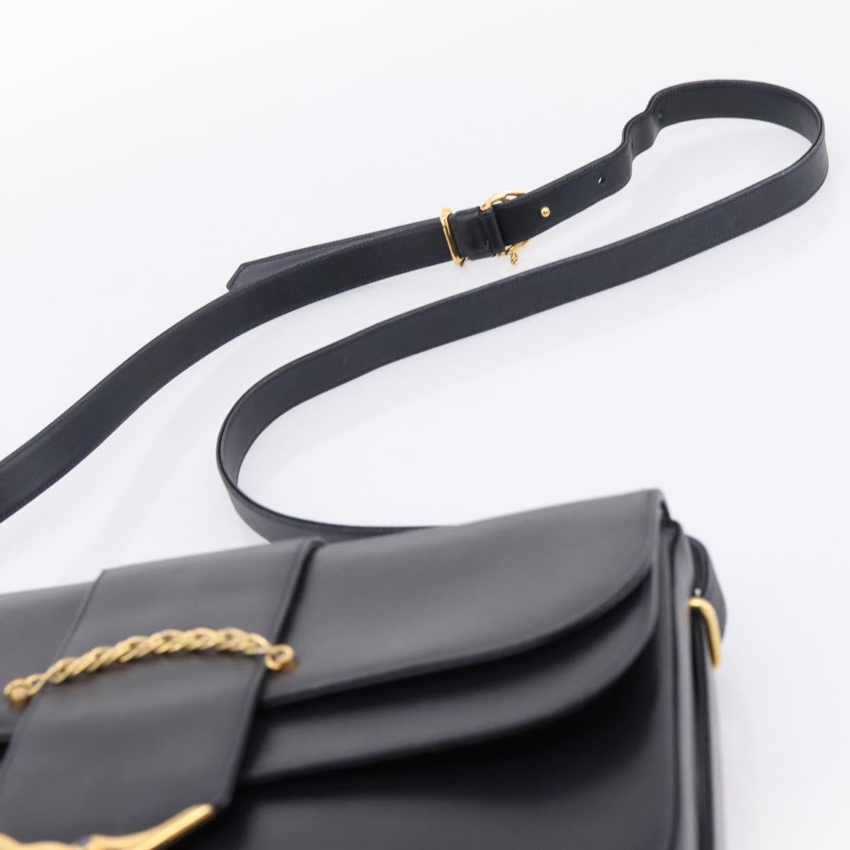 Cartier Sapphire Line Leather Black Leather Shoulder Bag Bag (Pre-Owned)
