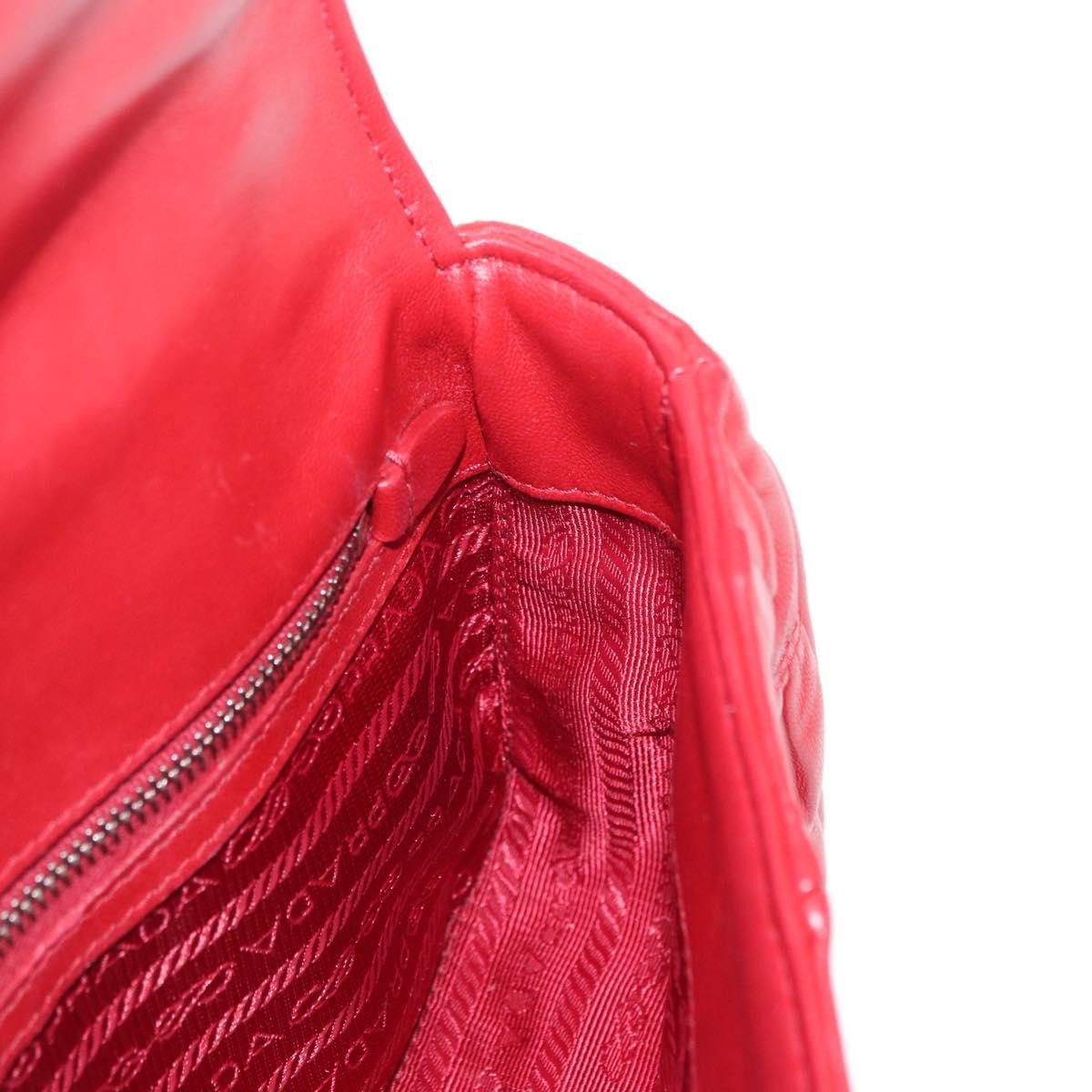 Prada Gaufre Chain Flap Nappa Leather Red Leather Shoulder Bag Bag (Pre-Owned)
