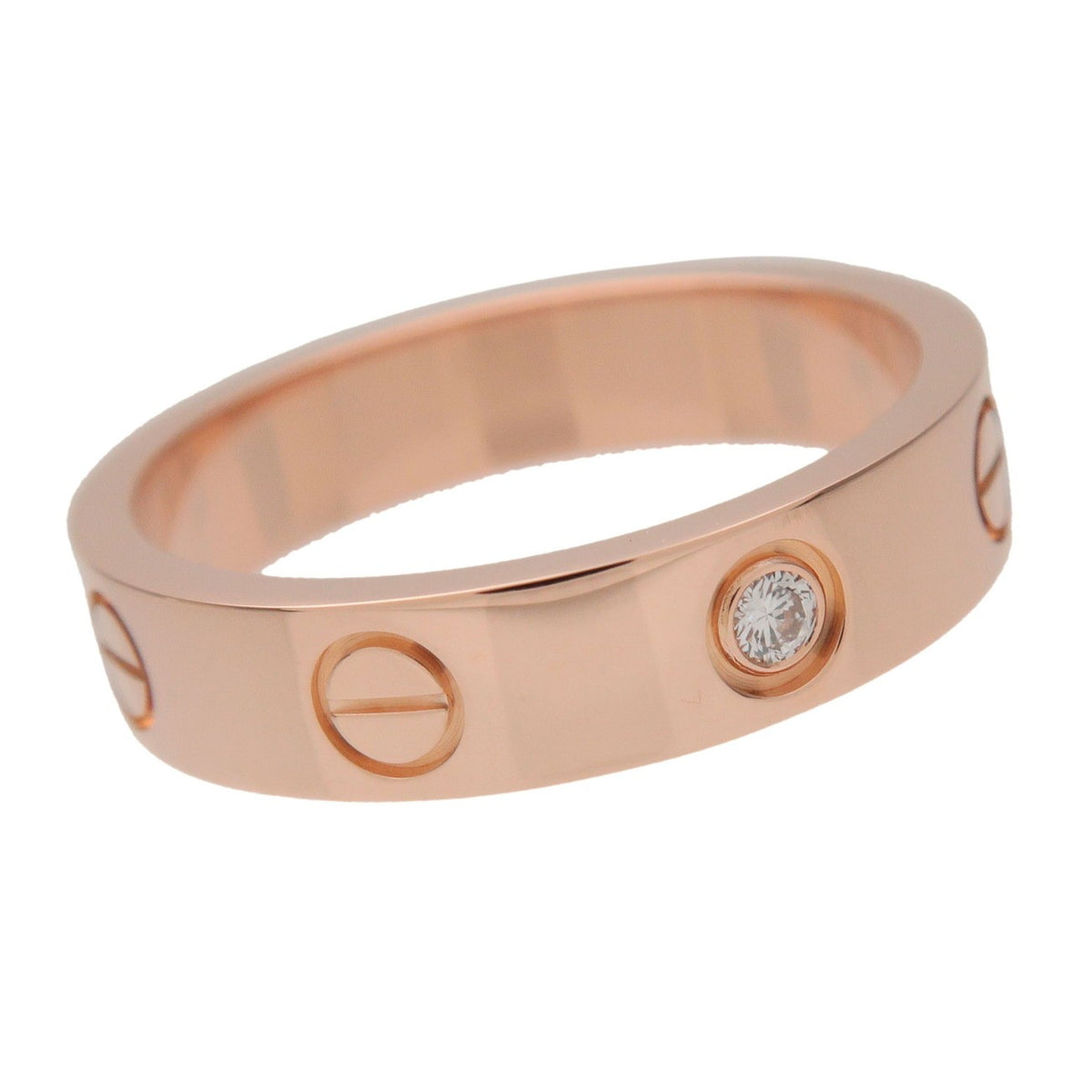 Cartier Love Wedding Band 1 Diamond 18K Rose Gold With Diamond Pink Rose_Gold Ring Jewelry (Pre-Owned)