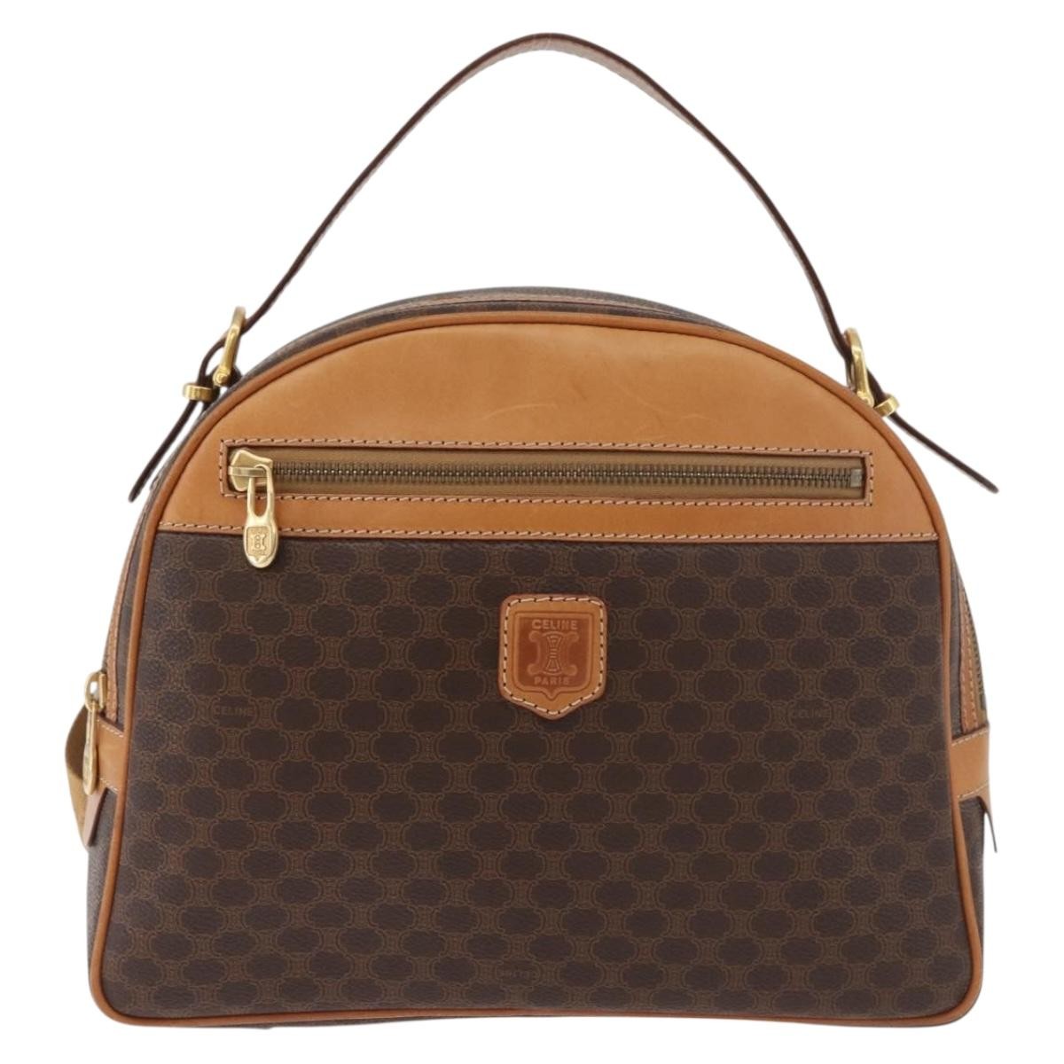 Celine Backpack Leather Brown Canvas Backpack Bag (Pre-Owned)