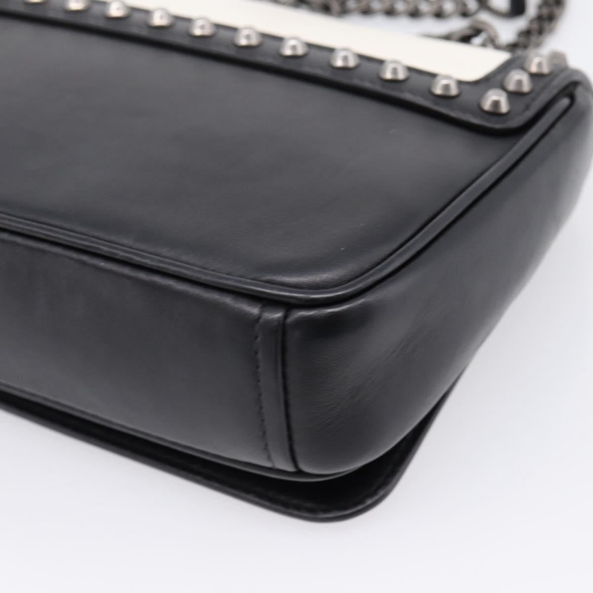 Prada Chain Flap Studded Glace Calf White Leather Shoulder Bag Bag (Pre-Owned)
