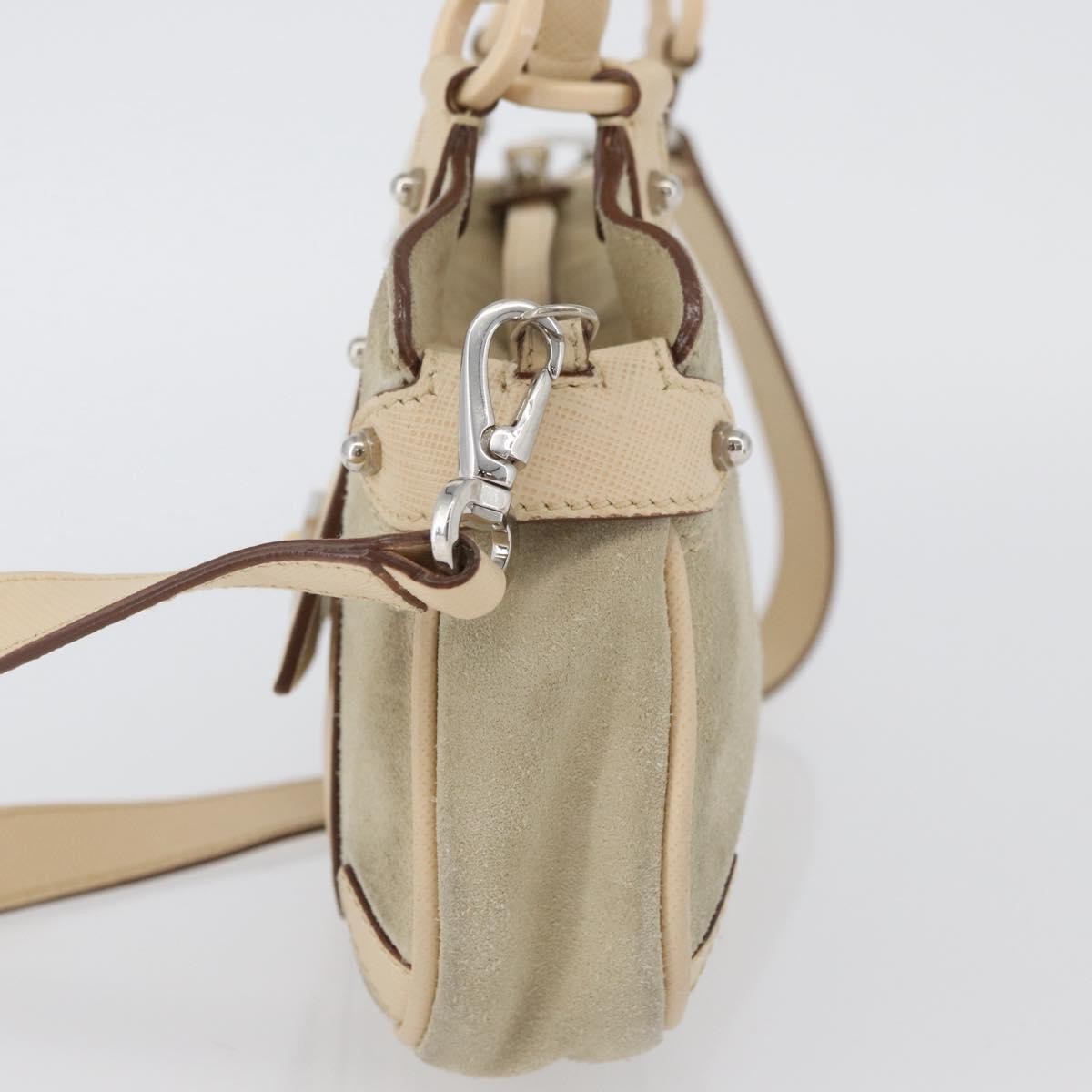 Salvatore Ferragamo Gancini Suede Beige Suede Handbag (Pre-Owned)