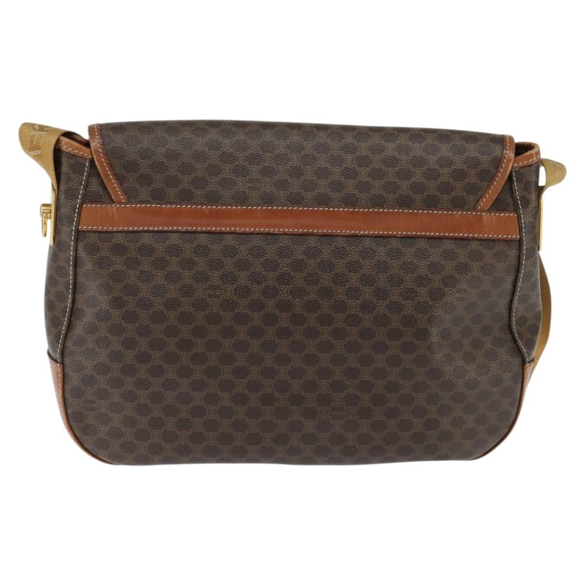 Celine Vintage Macadam Canvas And Leather Brown Canvas Shoulder Bag Bag (Pre-Owned)