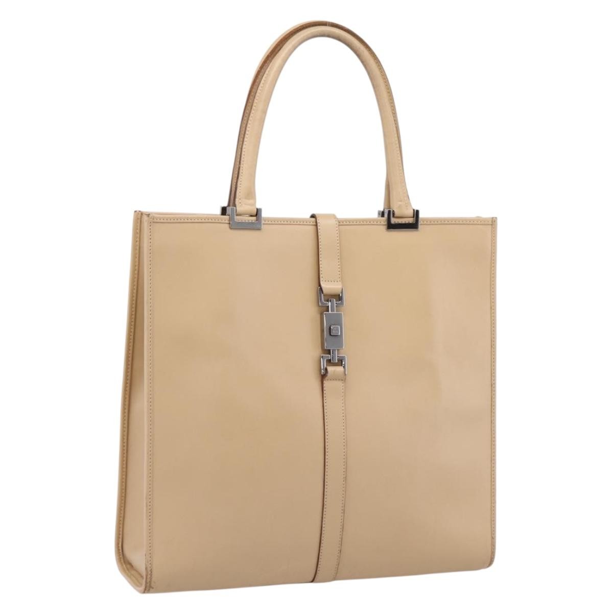 Gucci Jackie Leather Beige Leather Tote Bag Bag (Pre-Owned)