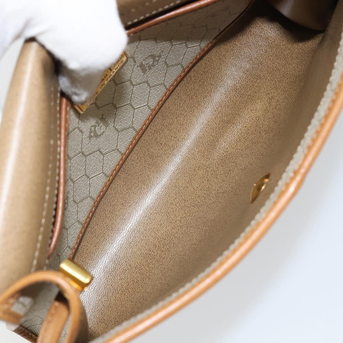 Christian Dior Vintage Honeycomb Flap Canvas And Leather Beige Canvas Shoulder Bag Bag (Pre-Owned)