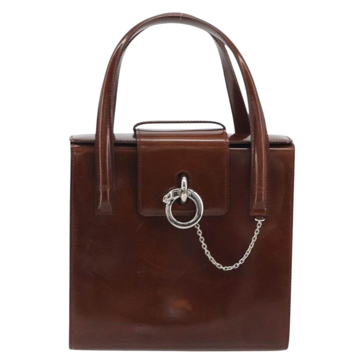 Cartier Panthère Leather Brown Patent_Leather Handbag (Pre-Owned)