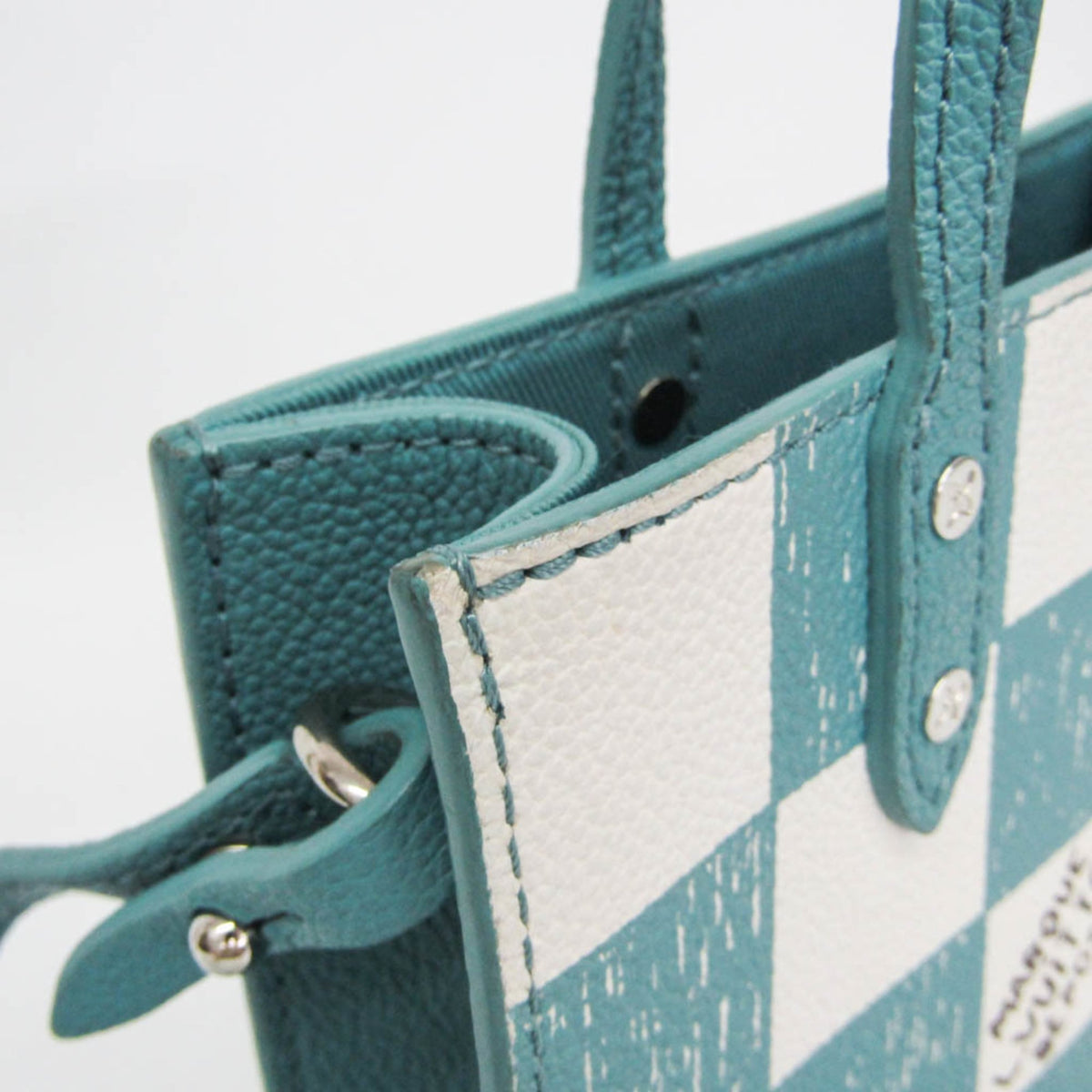 Louis Vuitton Sac Plat Limited Edition Marque Deposee Damier Giant Turquoise Canvas Handbag (Pre-Owned)