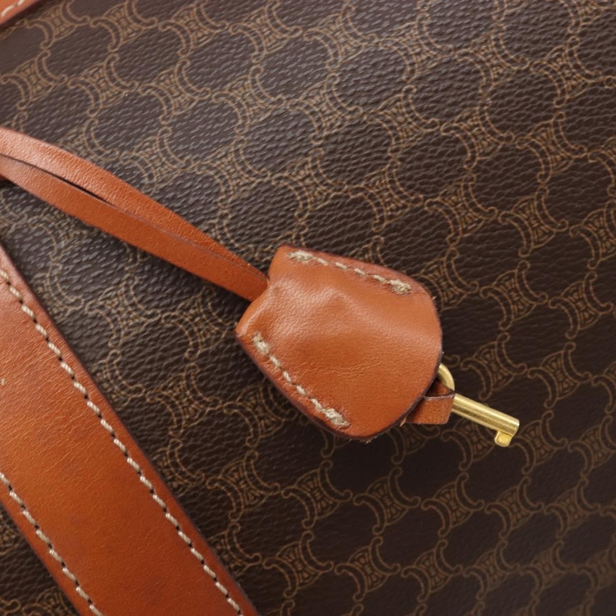 Celine Vintage Duffle Macadam Coated Canvas Brown Canvas Handbag (Pre-Owned)