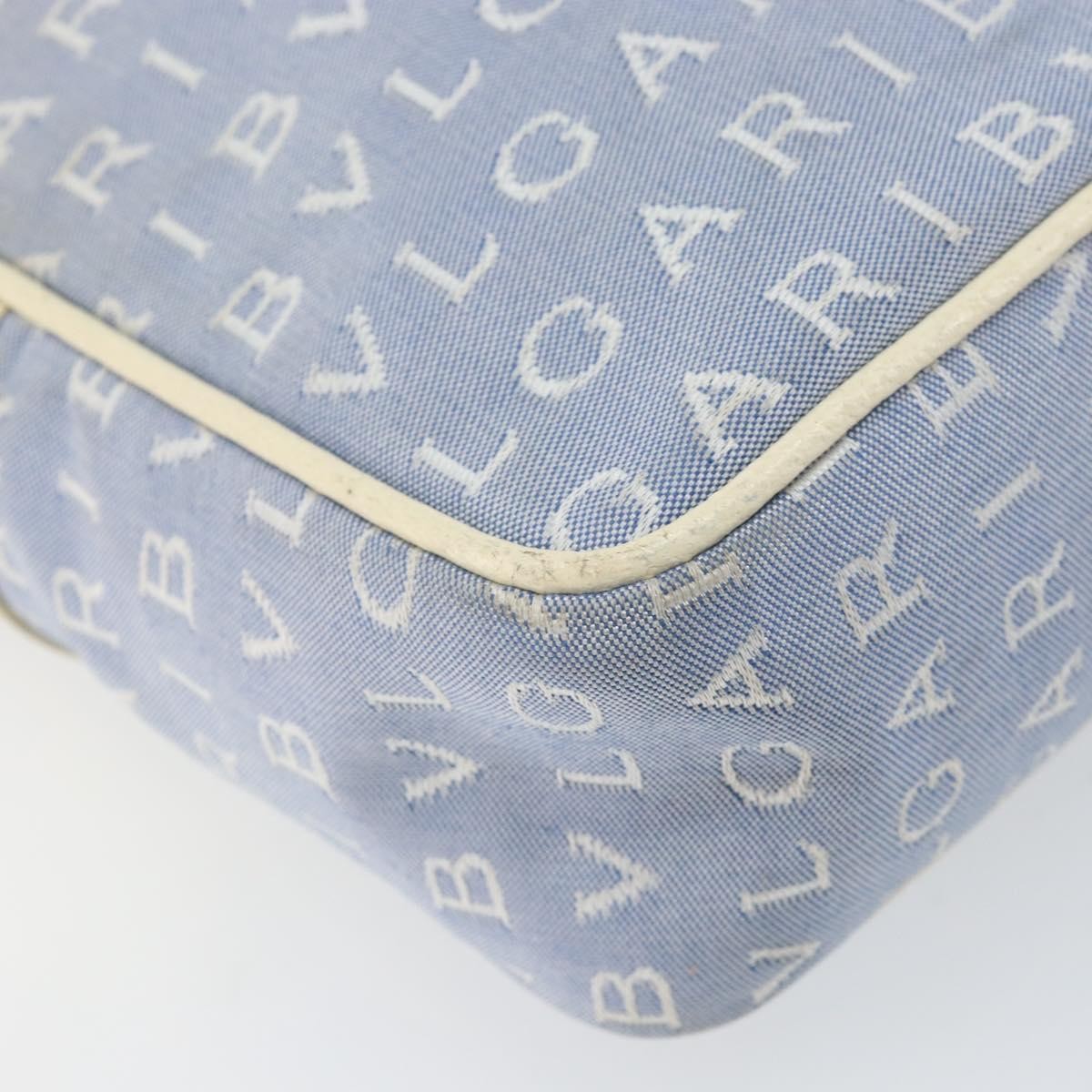 Bvlgari Logomania Canvas With Leather Blue Canvas Shoulder Bag Bag (Pre-Owned)
