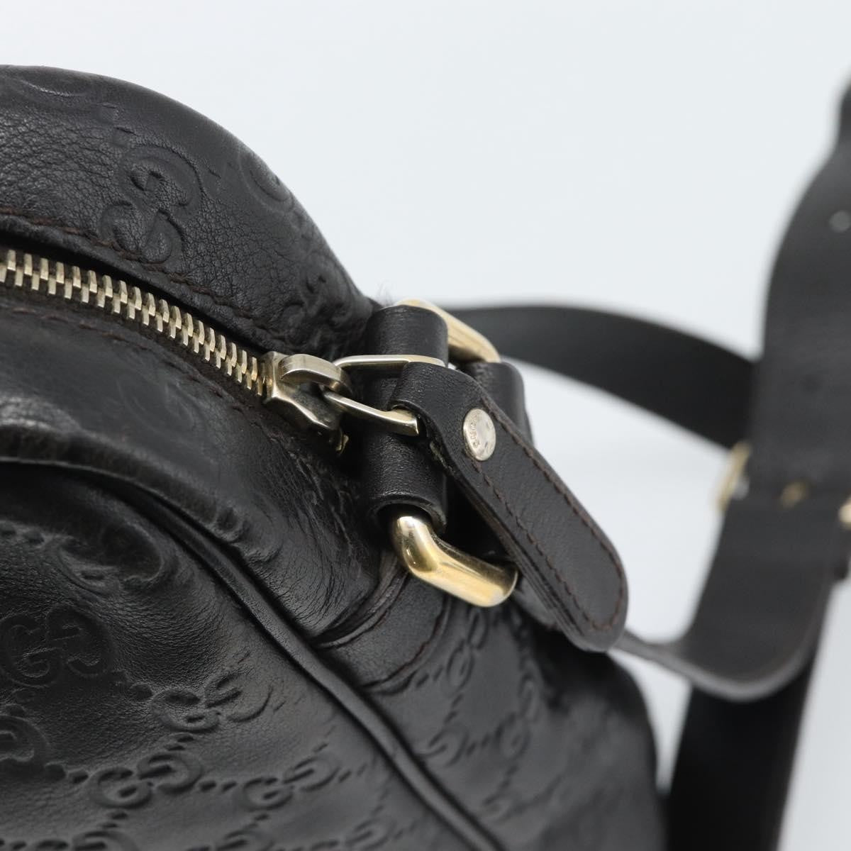 Gucci Front Zip Messenger Guccissima Leather Black Leather Shoulder Bag Bag (Pre-Owned)