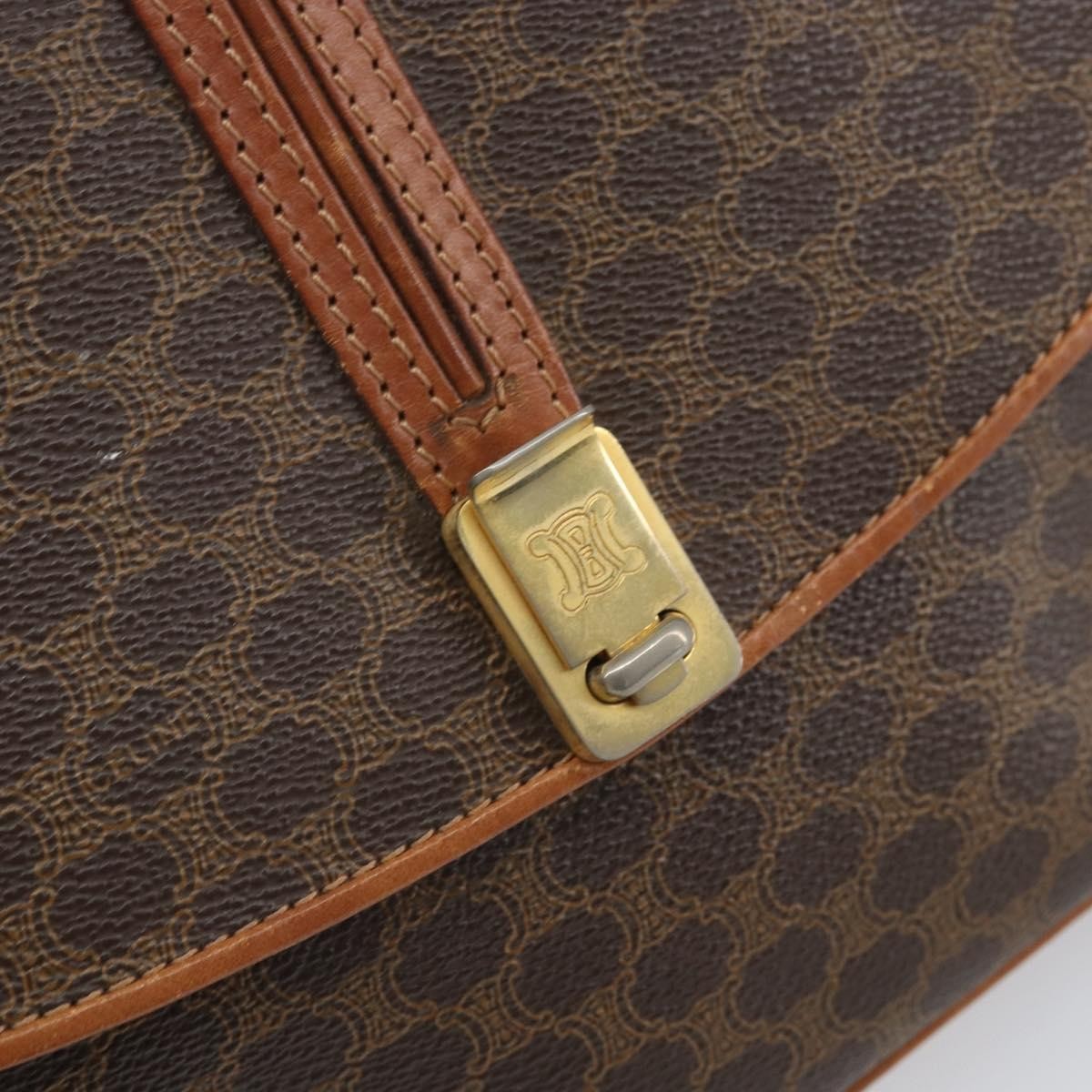 Celine Vintage Macadam Canvas And Leather Brown Canvas Shoulder Bag Bag (Pre-Owned)