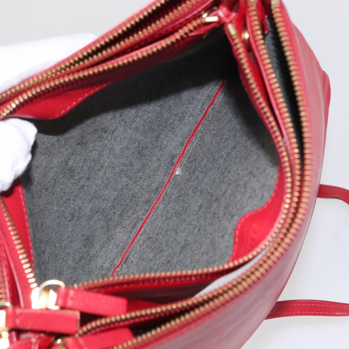 Celine Trio Leather Red Leather Shoulder Bag Bag (Pre-Owned)