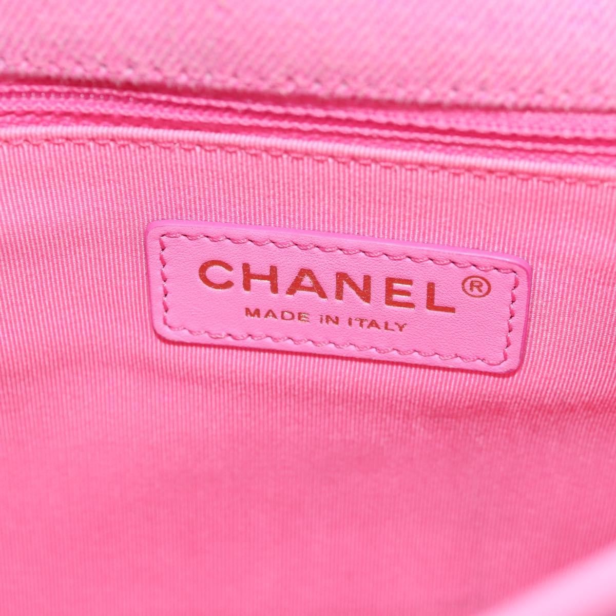 Chanel Flap Messenger Quilted Denim Pink Canvas Shoulder Bag Bag (Pre-Owned)