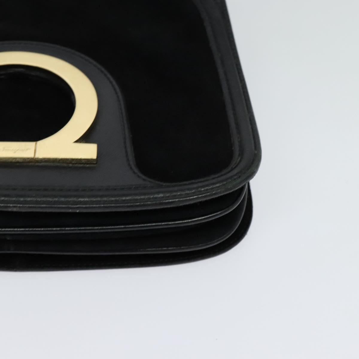 Salvatore Ferragamo Gancini Suede Black Suede Shoulder Bag Bag (Pre-Owned)