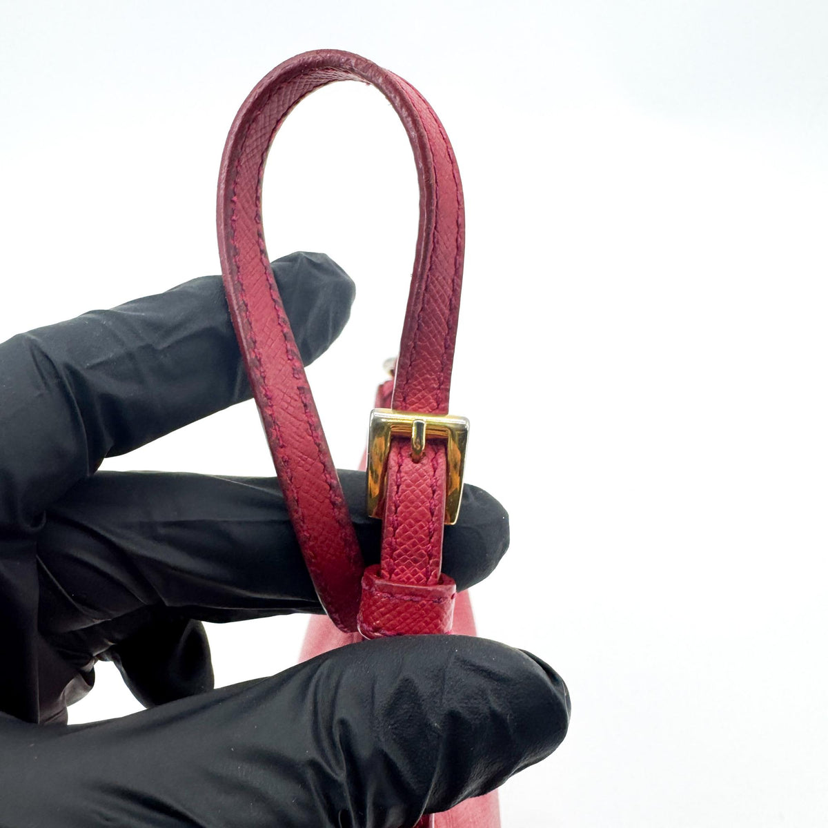 Prada Zip Saffiano Leather Red Leather Shoulder Bag Bag (Pre-Owned)