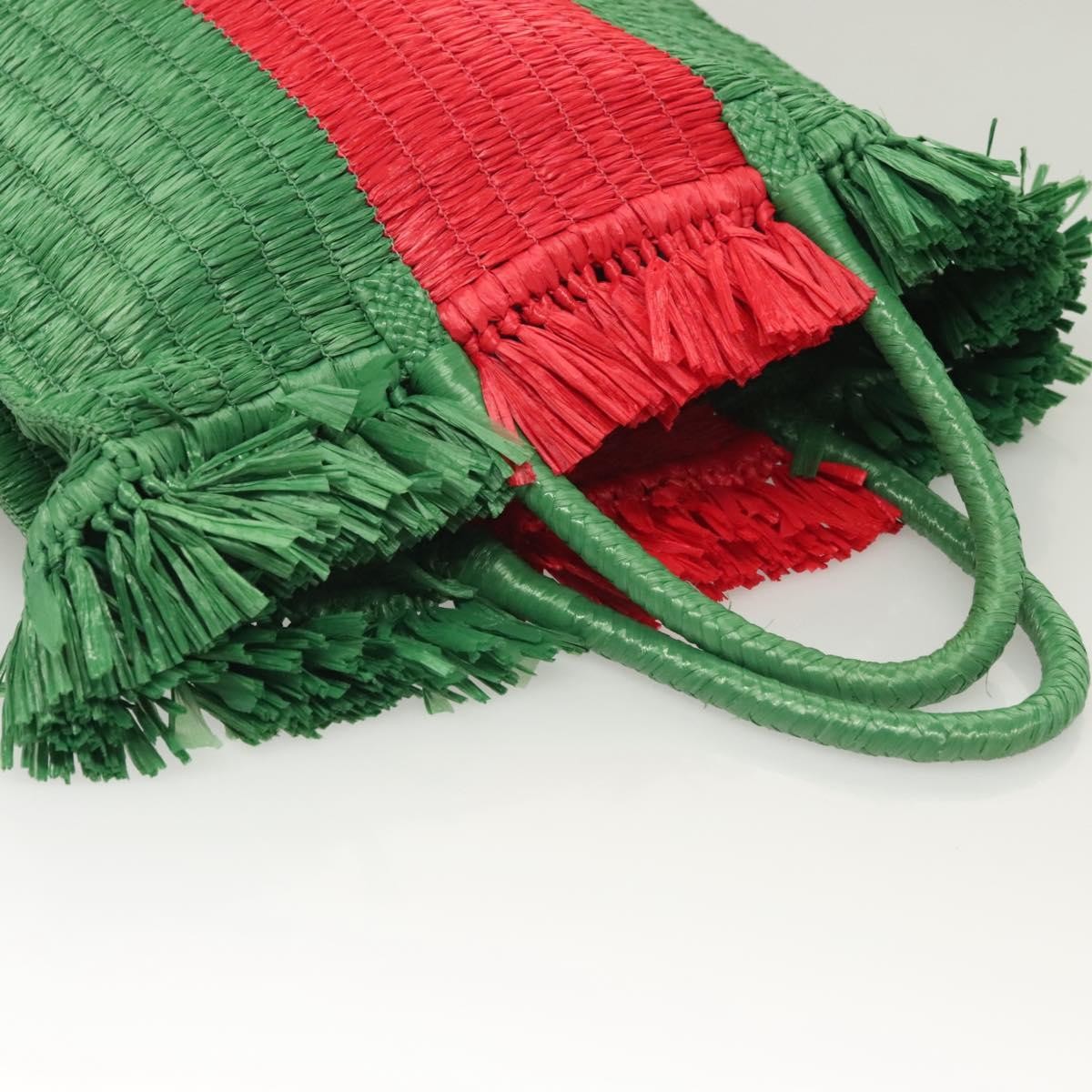Gucci Cestino Woven Raffia Green Wicker Tote Bag Bag (Pre-Owned)