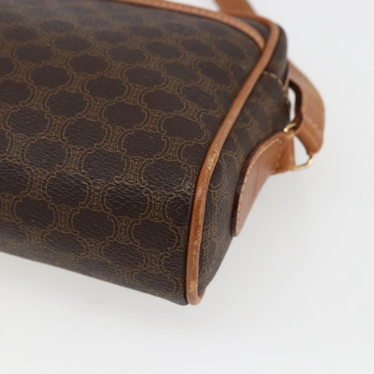 Celine Vintage Macadam Canvas And Leather Brown Canvas Shoulder Bag Bag (Pre-Owned)