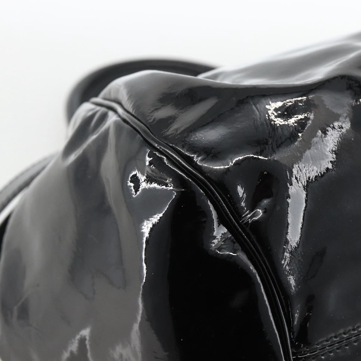 Salvatore Ferragamo Gancini Patent Leather Black Patent_Leather Handbag (Pre-Owned)