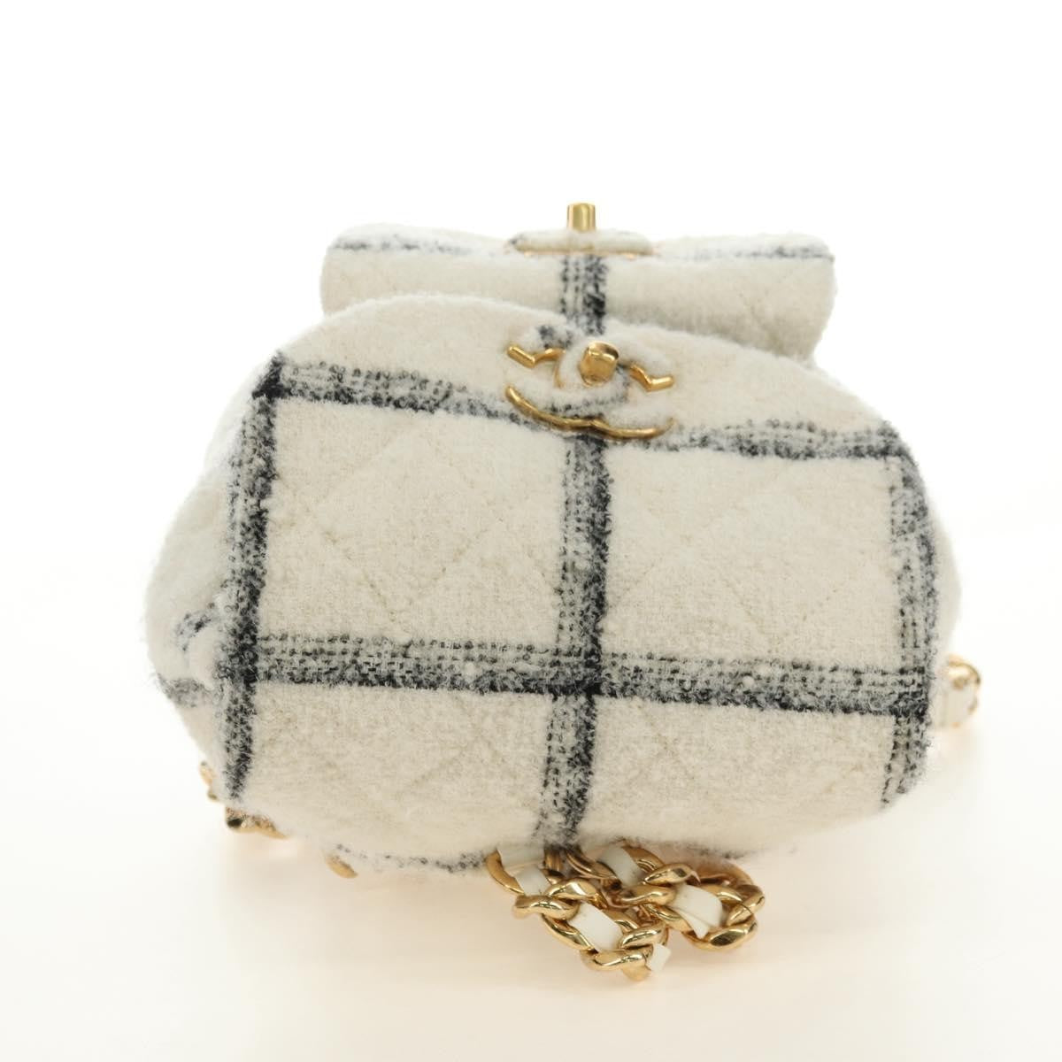 Chanel Duma Drawstring Quilted Wool Tweed Beige Wool Backpack Bag (Pre-Owned)