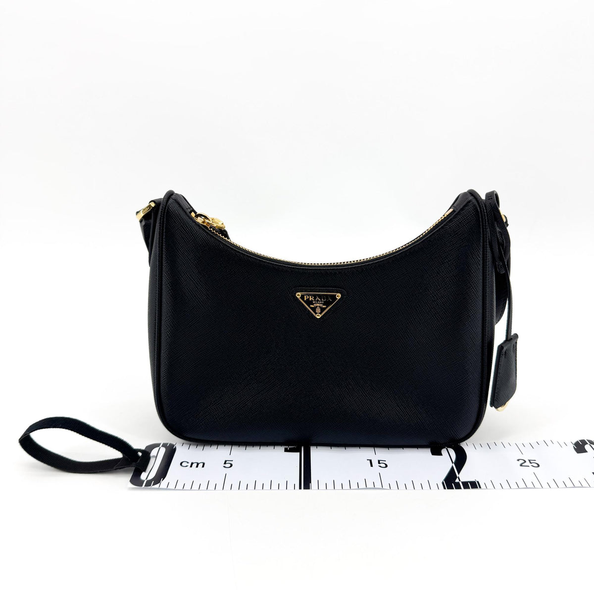 Prada Re-Edition 2005 Hobo Tessuto With Saffiano Leather Black Leather Shoulder Bag Bag (Pre-Owned)