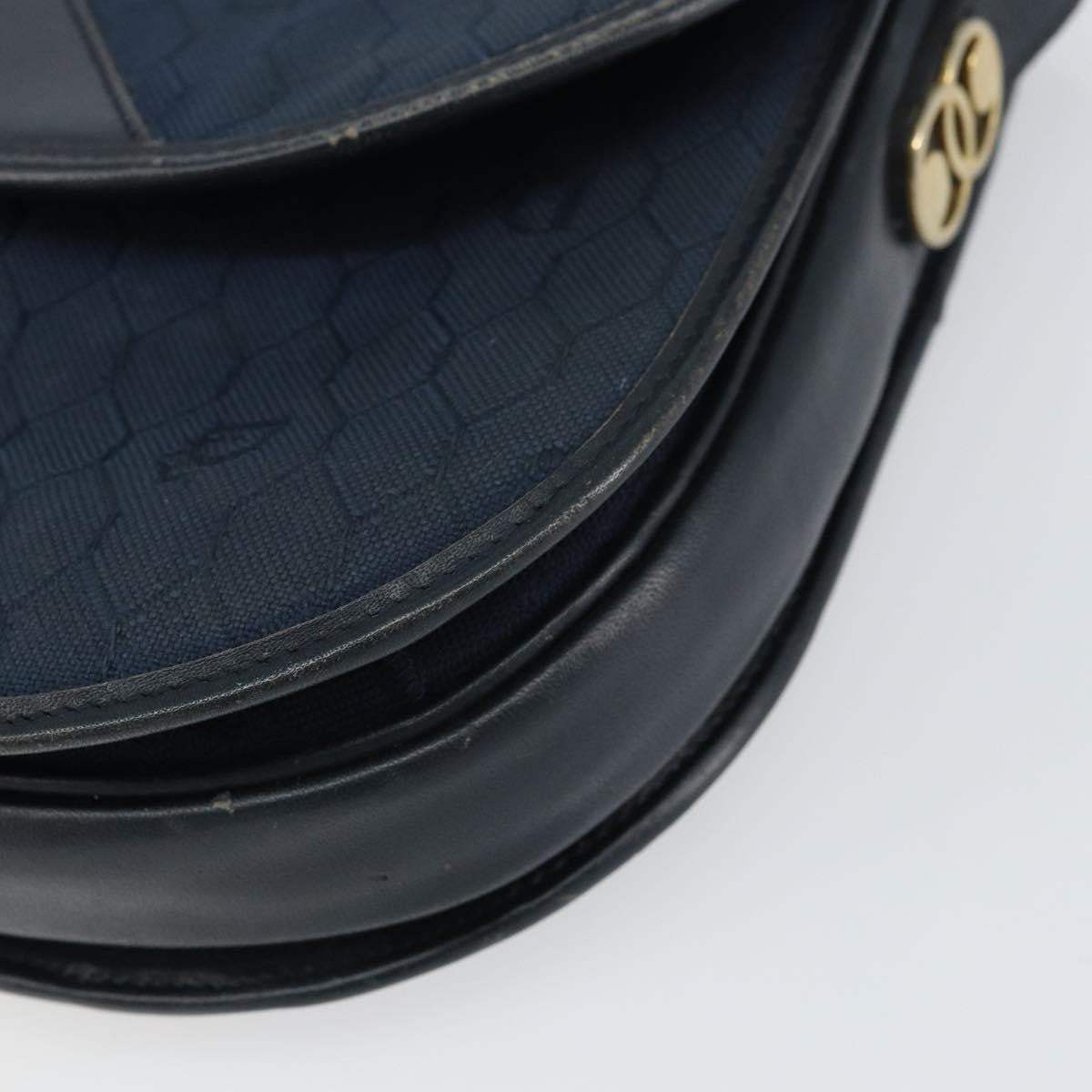 Christian Dior Vintage Honeycomb Canvas Navy Canvas Shoulder Bag Bag (Pre-Owned)