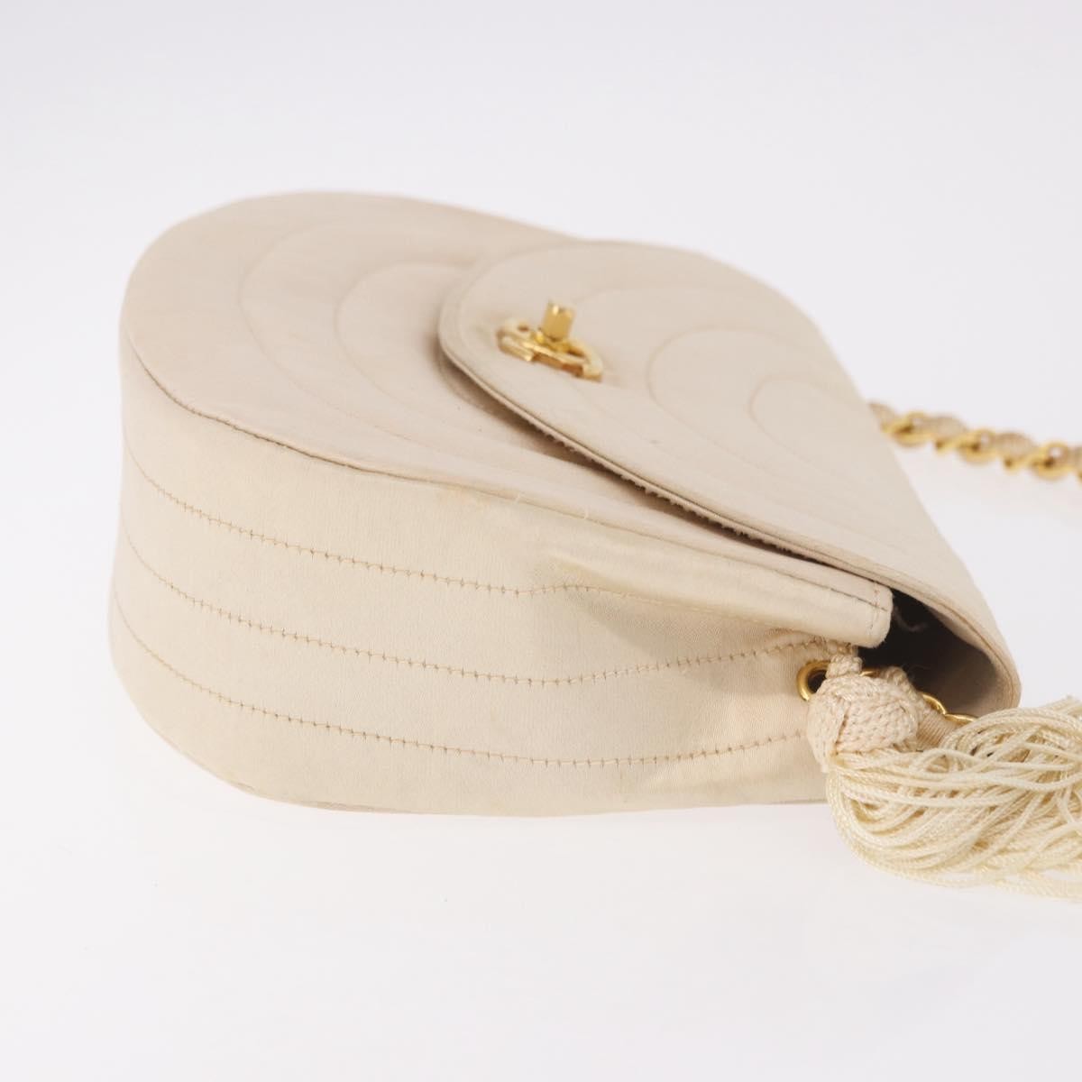 Chanel Vintage Round Flap Satin Beige Satin Shoulder Bag Bag (Pre-Owned)