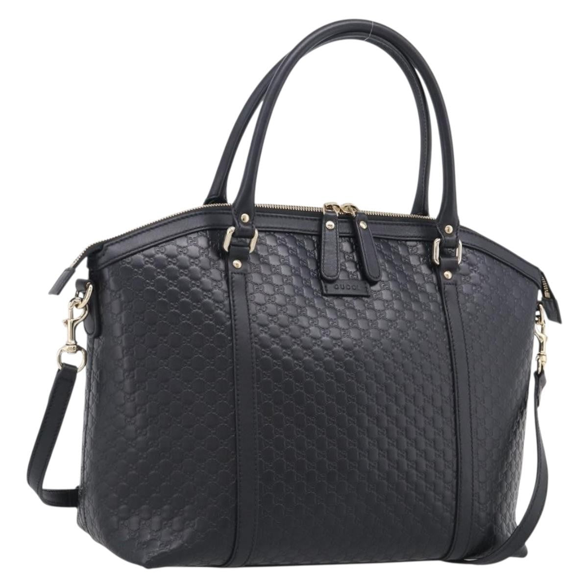 Gucci Guccissima Gg Leather Black Leather Handbag (Pre-Owned)