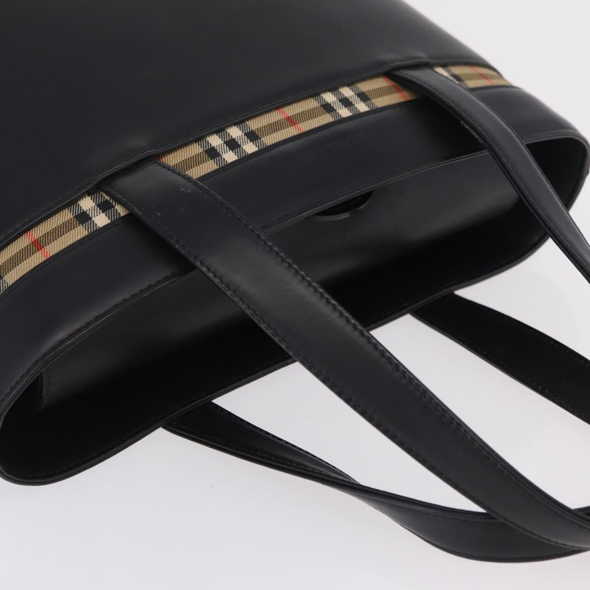 Burberry Nova Check Canvas And Leather Black Leather Handbag (Pre-Owned)