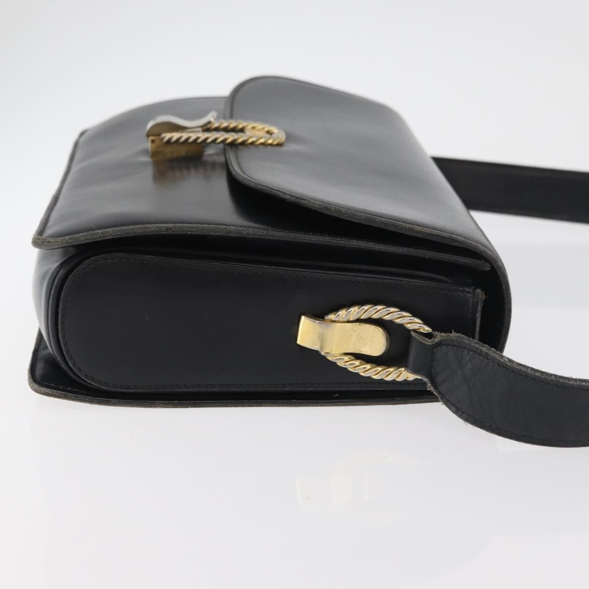 Celine Shoulder Leather Black Leather Shoulder Bag Bag (Pre-Owned)