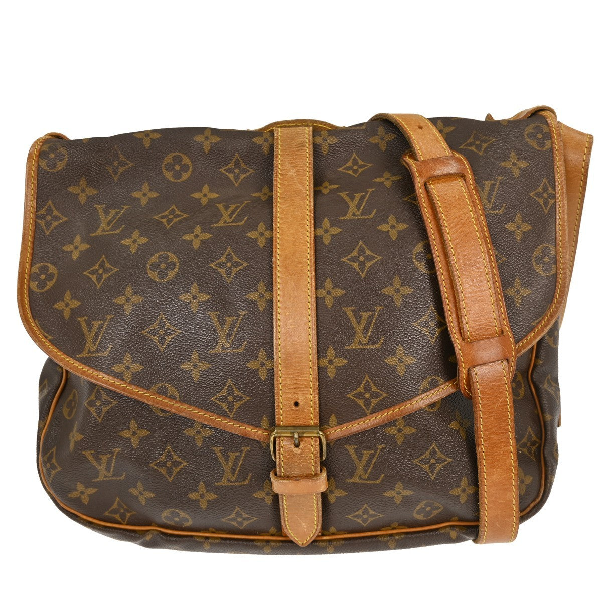 Louis Vuitton Saumur Monogram Canvas Brown Canvas Shoulder Bag Bag (Pre-Owned)