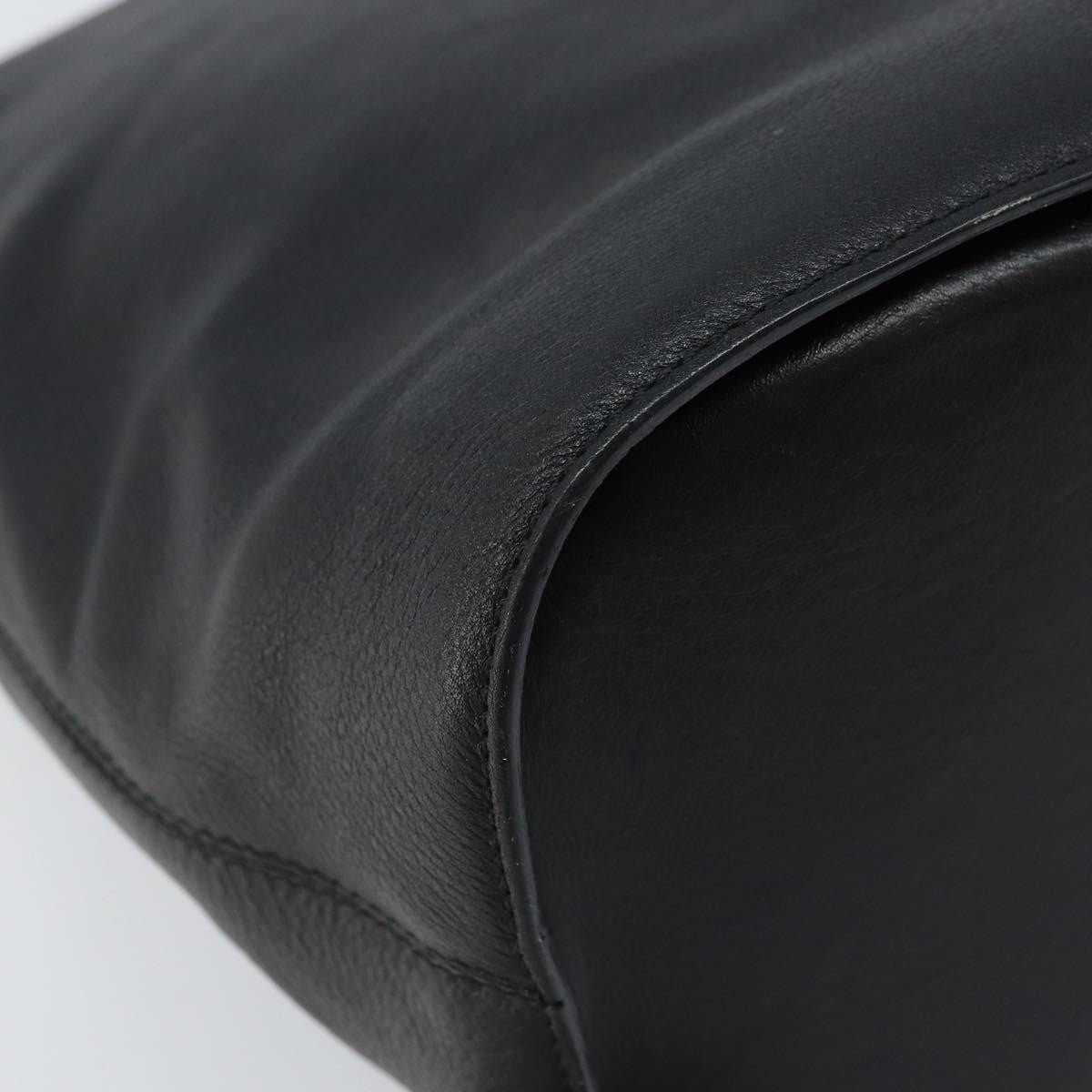 Celine Circle Logo Leather Black Leather Handbag (Pre-Owned)