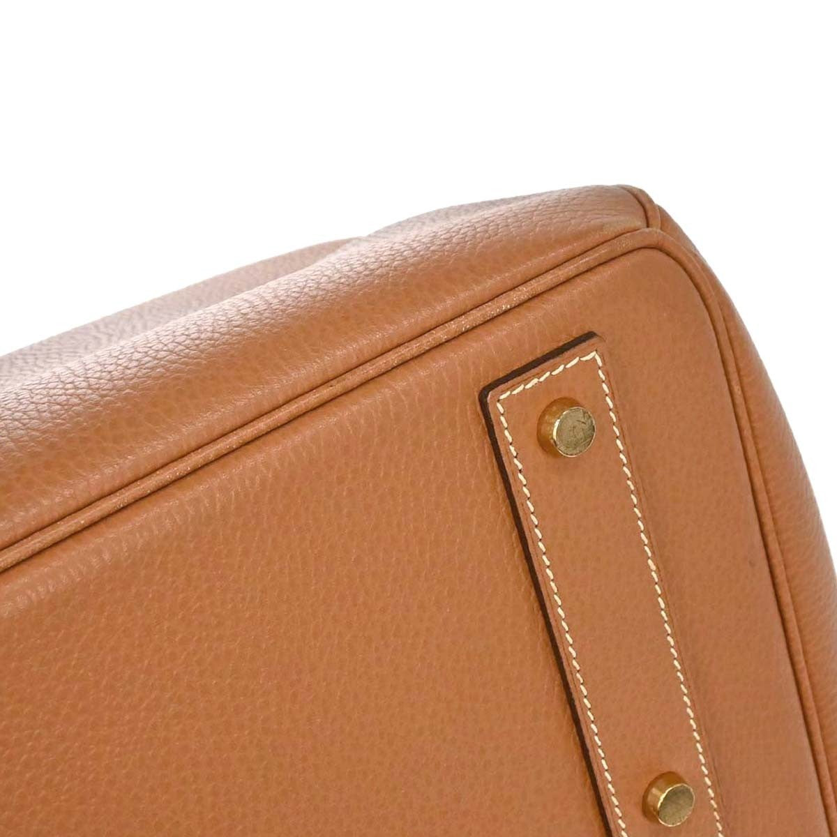 Hermes Hac Birkin Black Fjord With Palladium Hardware Brown Leather Handbag (Pre-Owned)