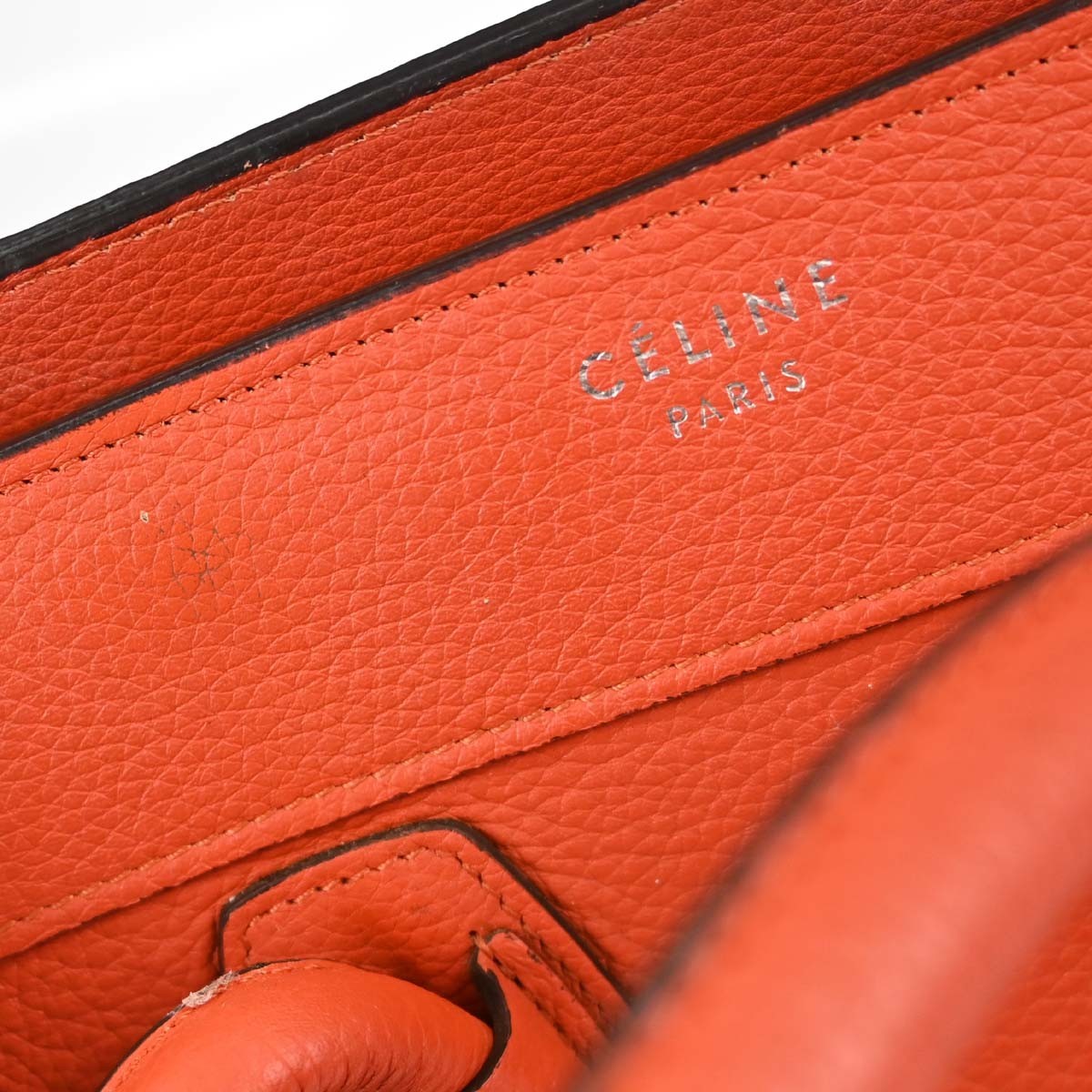 Celine Luggage Grainy Leather Red Leather Handbag (Pre-Owned)