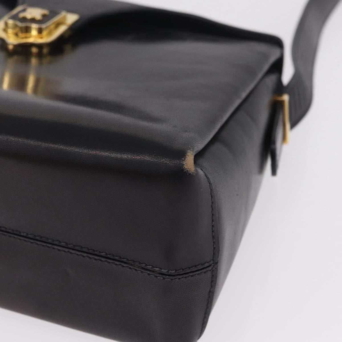 Celine Shoulder Leather Black Leather Shoulder Bag Bag (Pre-Owned)