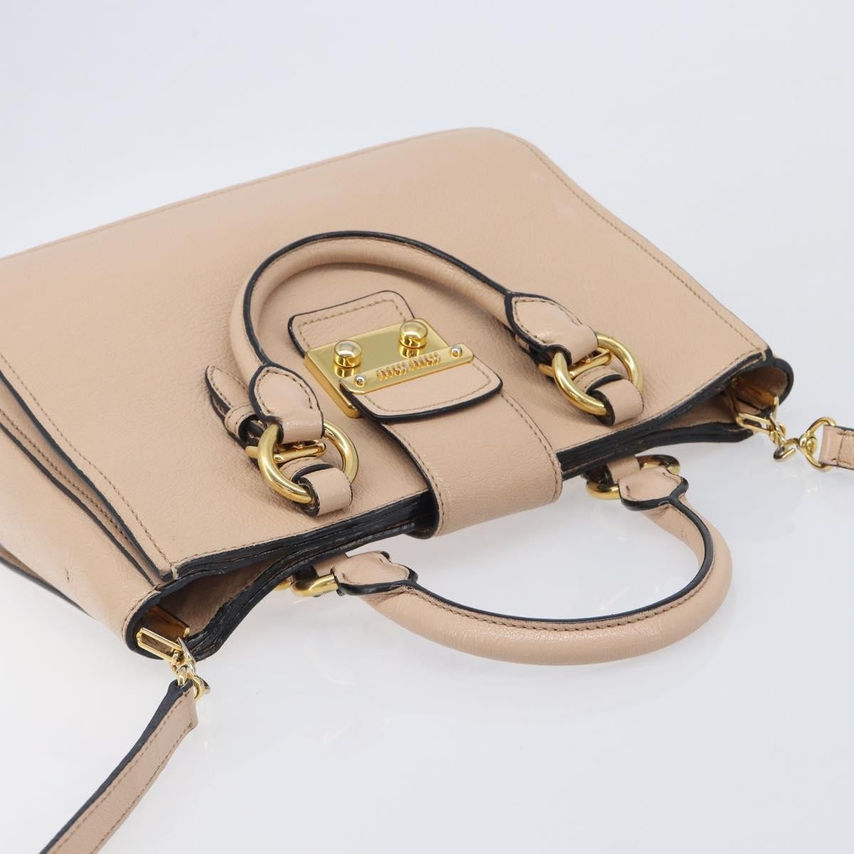 Miu Miu Madras Convertible Lock Leather Pink Leather Tote Bag Bag (Pre-Owned)
