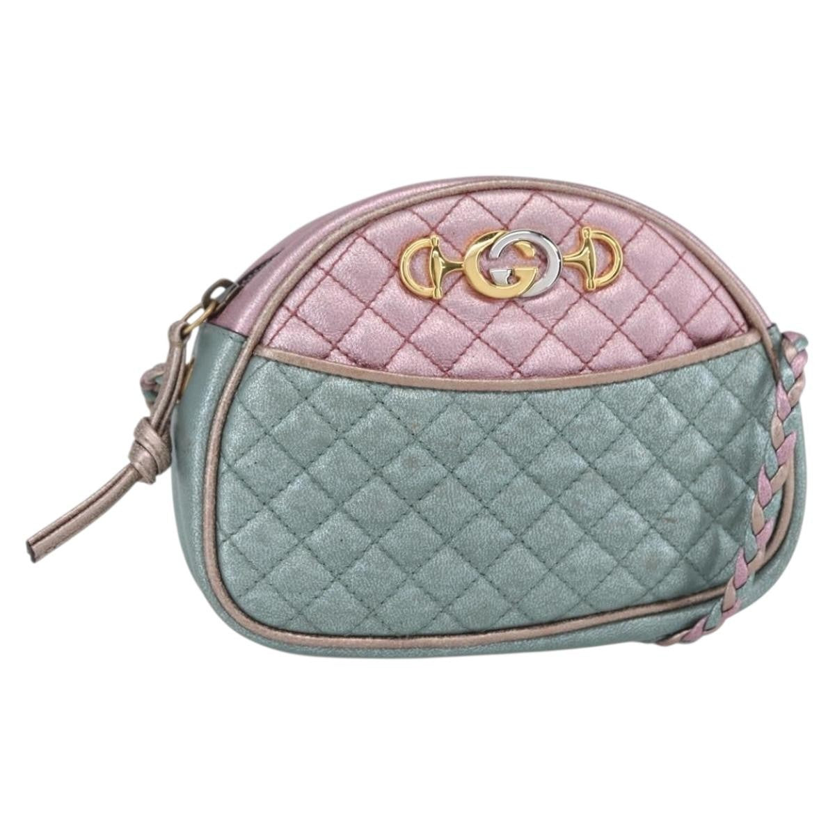 Gucci Trapuntata Camera Lambskin Blue Leather Shoulder Bag Bag (Pre-Owned)