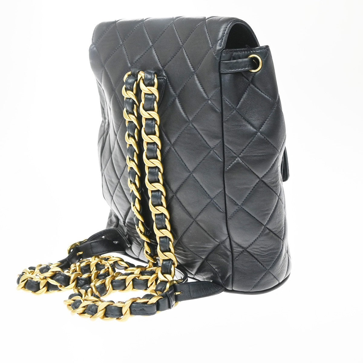 Chanel Duma Drawstring Quilted Leather Navy Leather Backpack Bag (Pre-Owned)